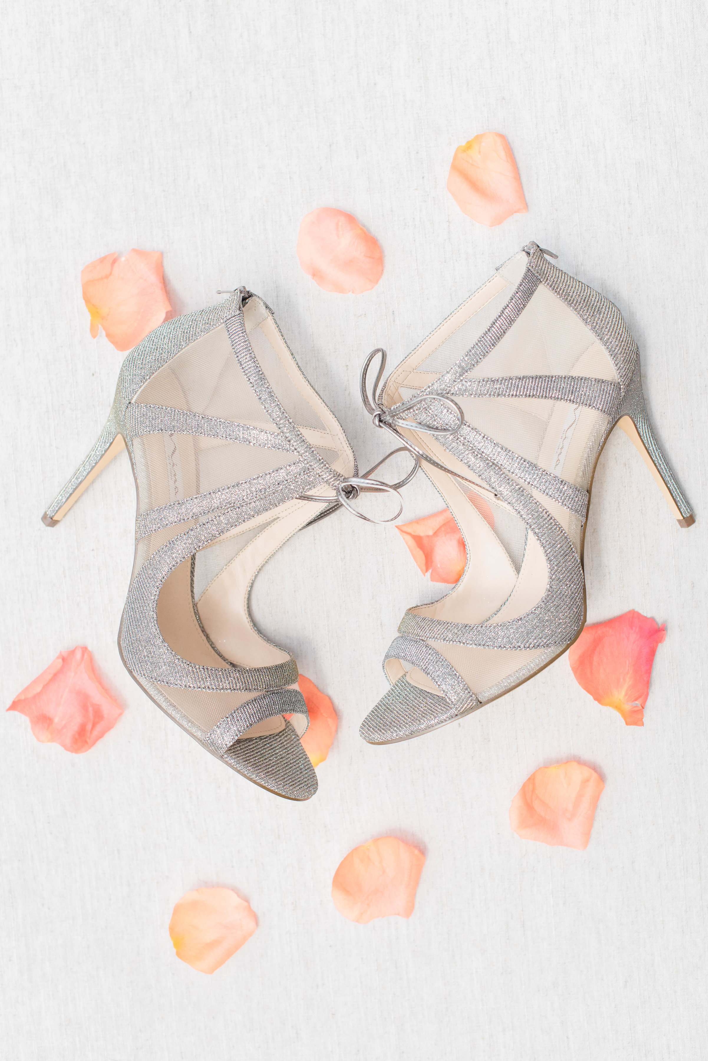 Bridal shoes with rose petals // Nashville Wedding Floral Design