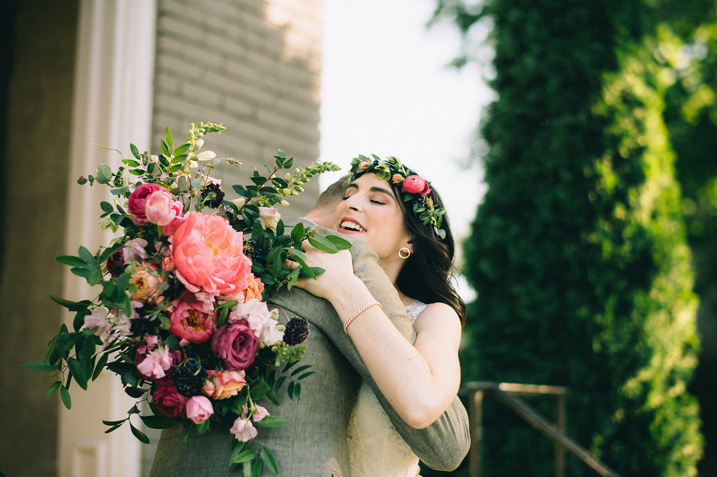 Bridal bouquet with lush, brightly colored florals // Nashville Wedding Floral Designer