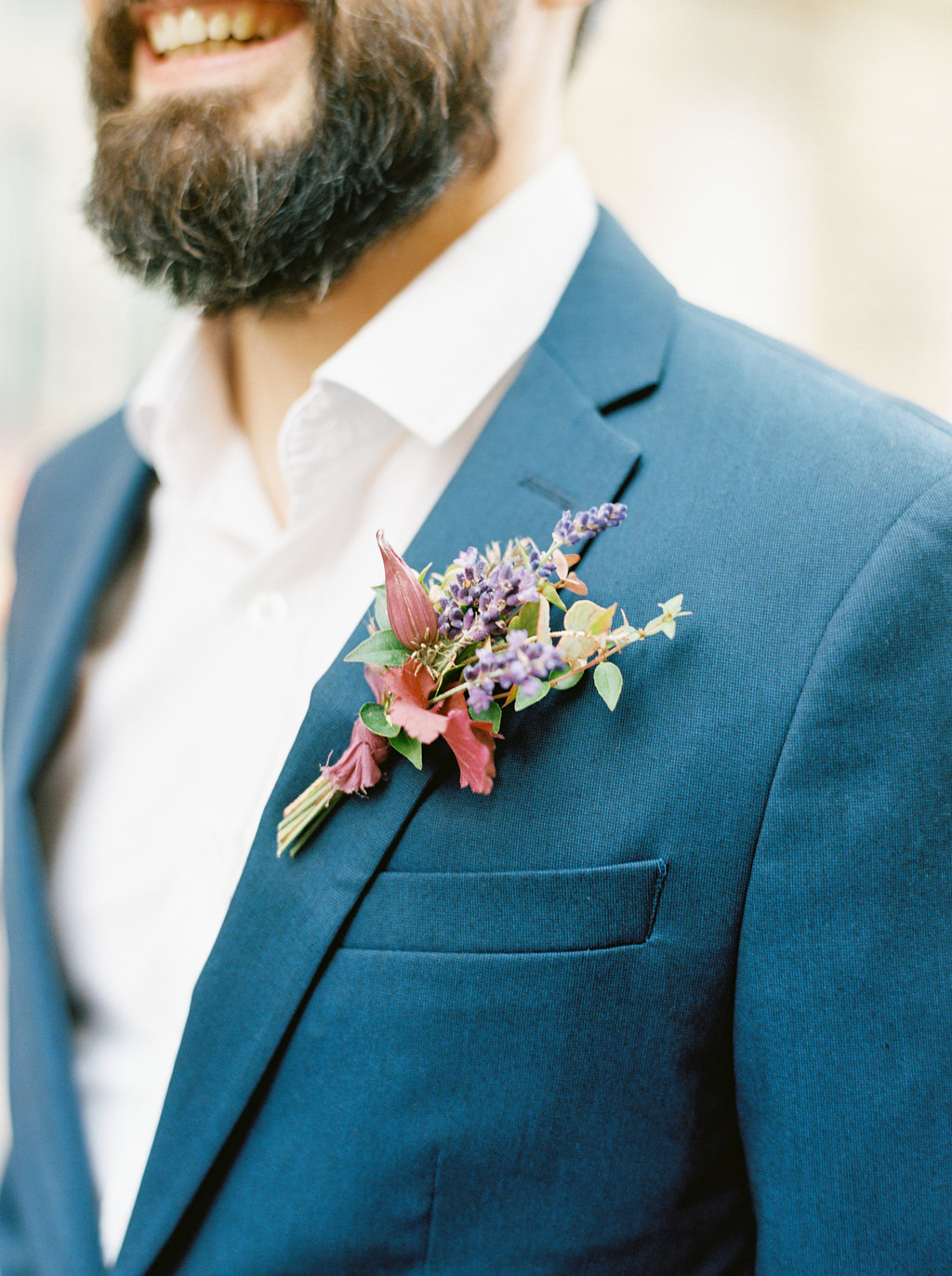 Parisian lavender boutonniere // Paris Wedding Floral Design