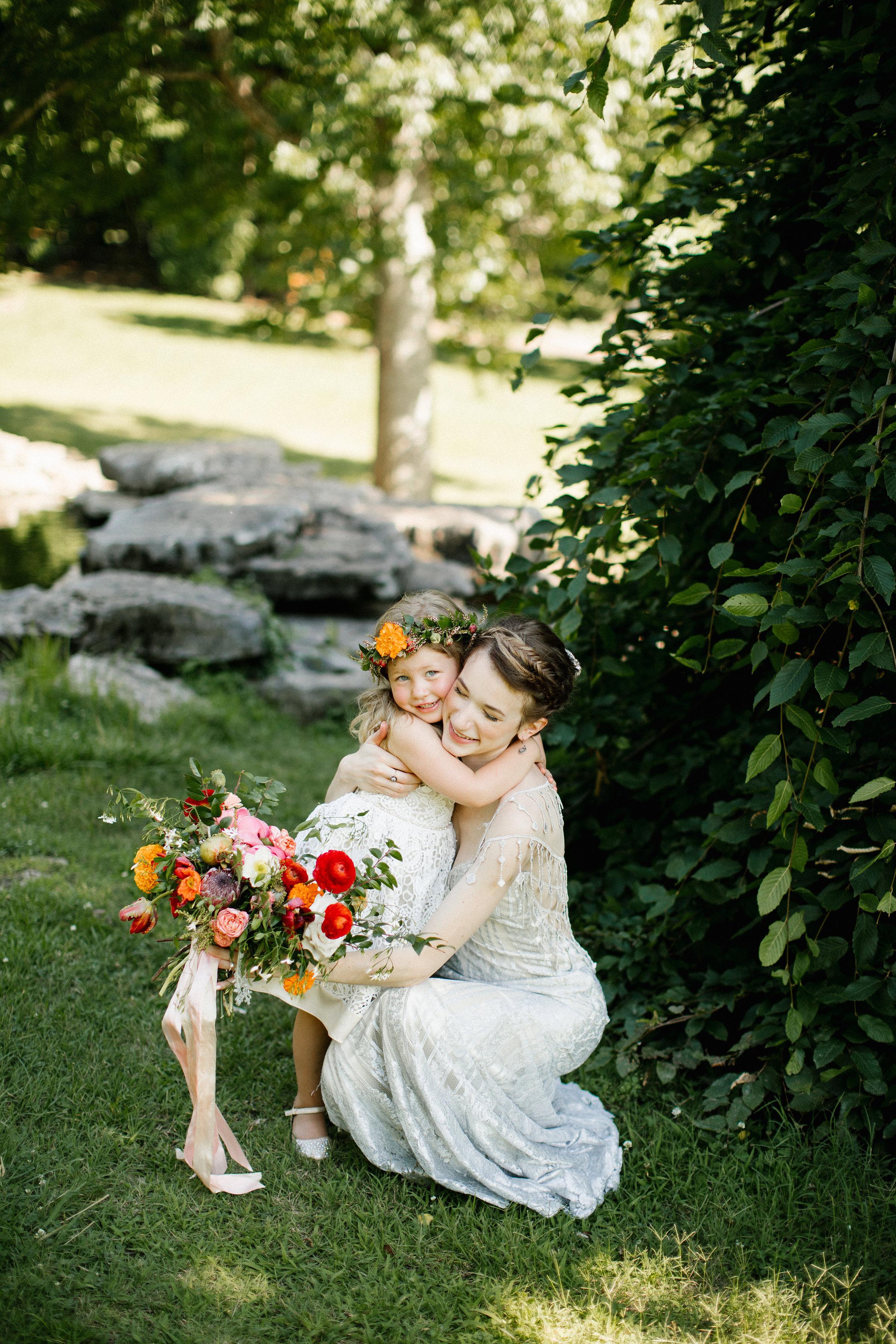 Simple flower girl crown for a summery botanic garden wedding in Nashville, TN