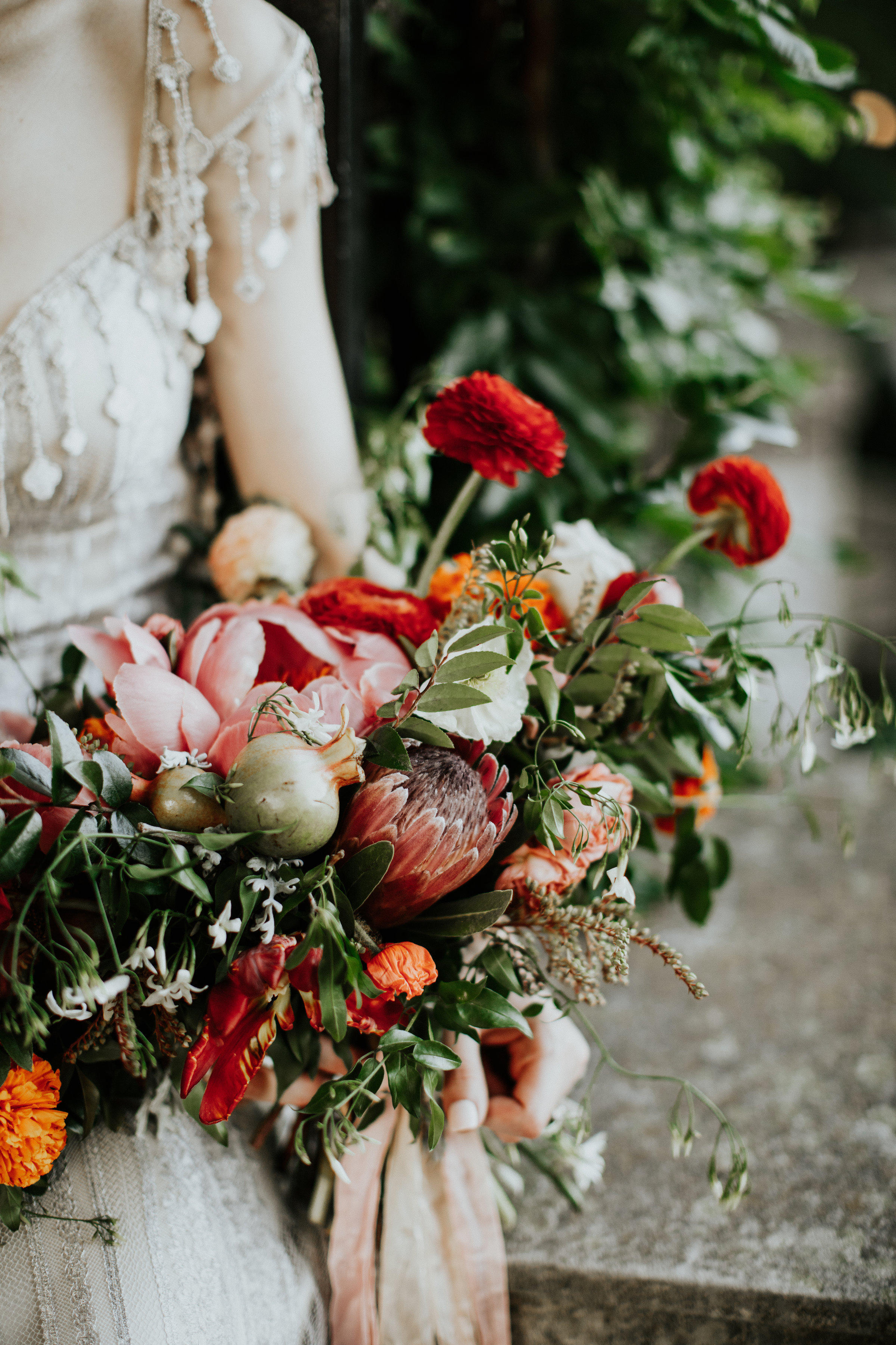 Lush bridal bouquet with fruit and ranunculus // Natural Floral Design in Nashville, TN