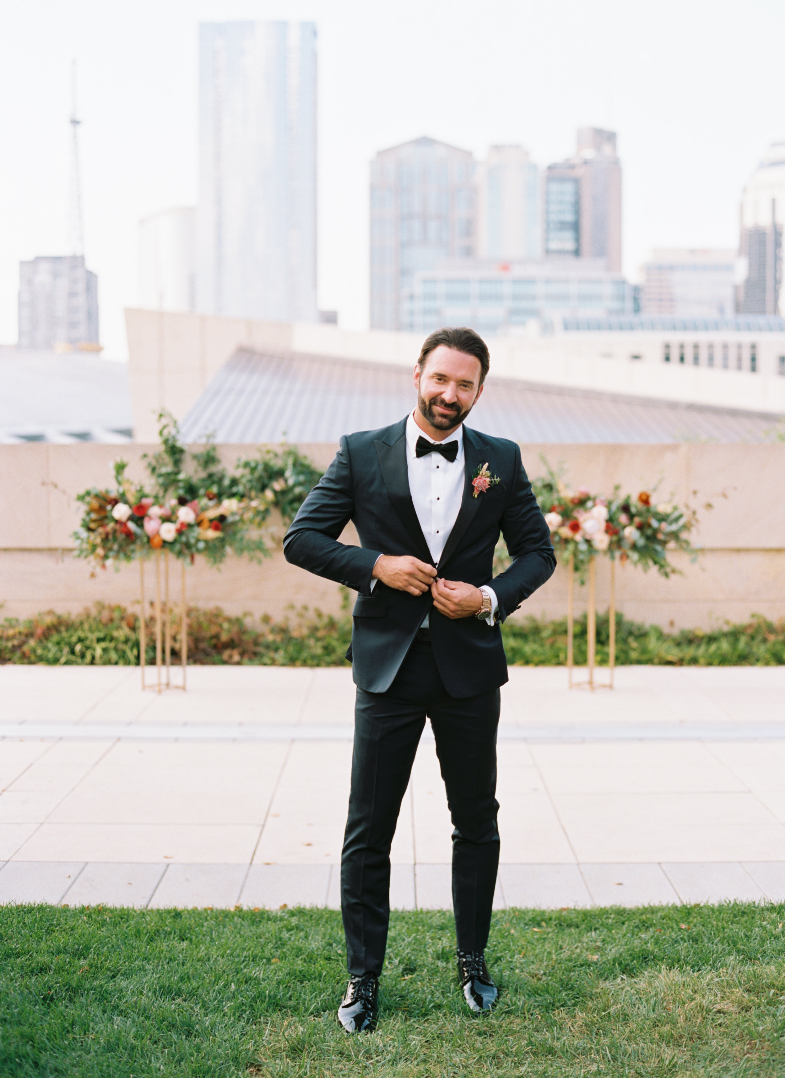 Protea and eucalyptus groom's boutonniere // Downtown Nashville Wedding with lush, natural floral desgn