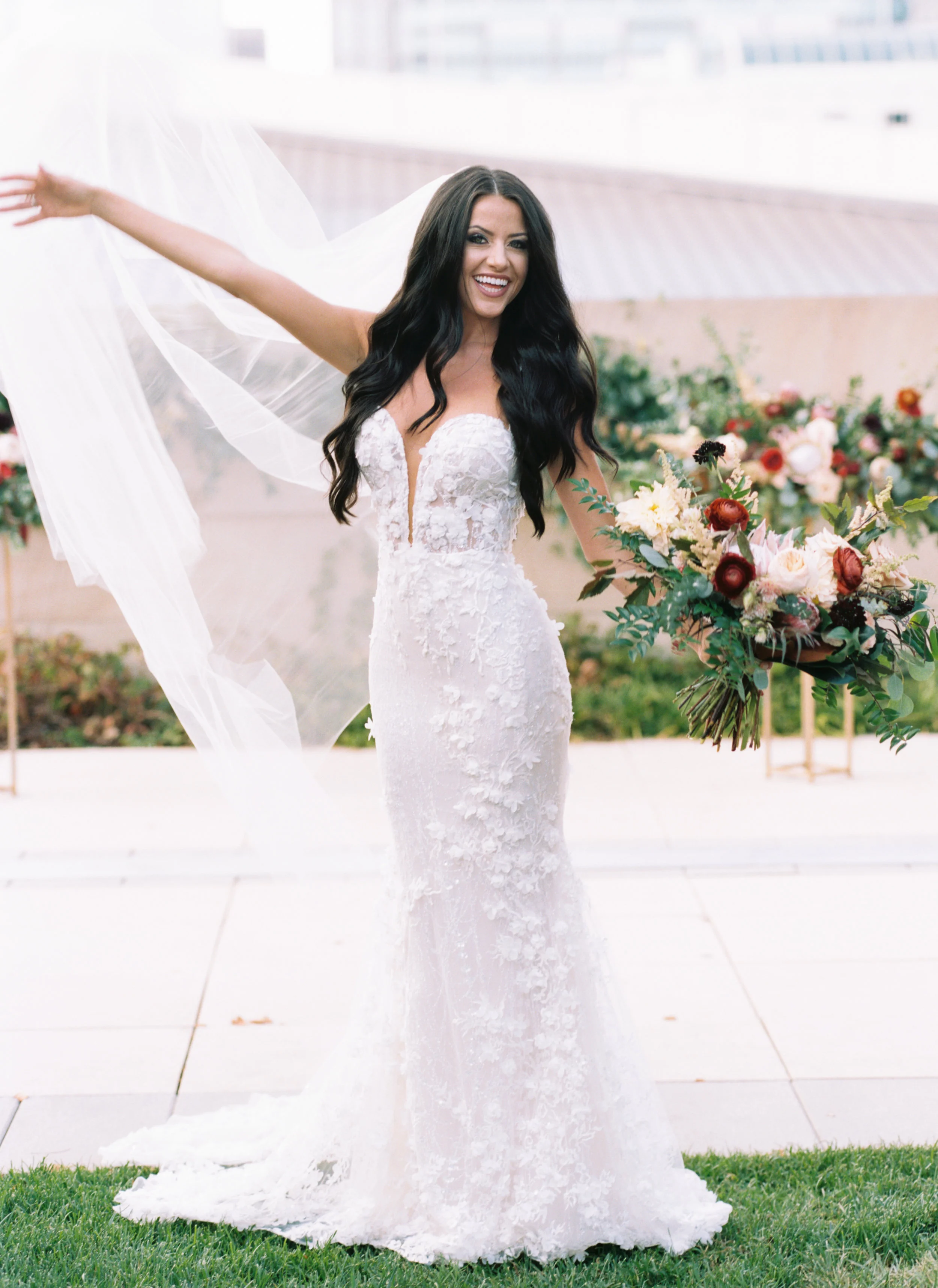 Organic, lush bridal bouquet with protea, ranunculus, and garden roses // Nashville Wedding Floral Design