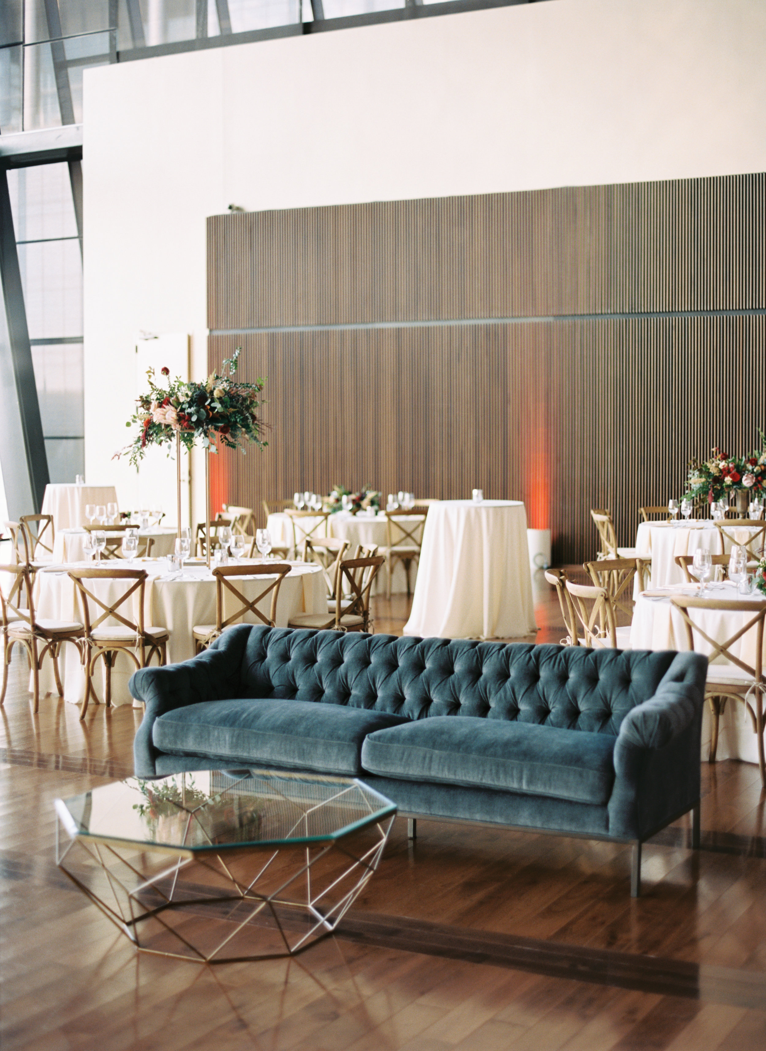 Marsala dahlias, peach astilbe, protea, and natural greenery // Nashville Wedding Florist