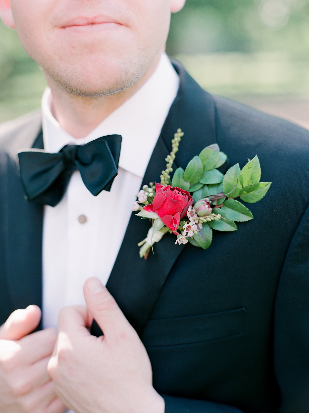 Burgundy groom's boutonniere // Nashville Wedding Florist