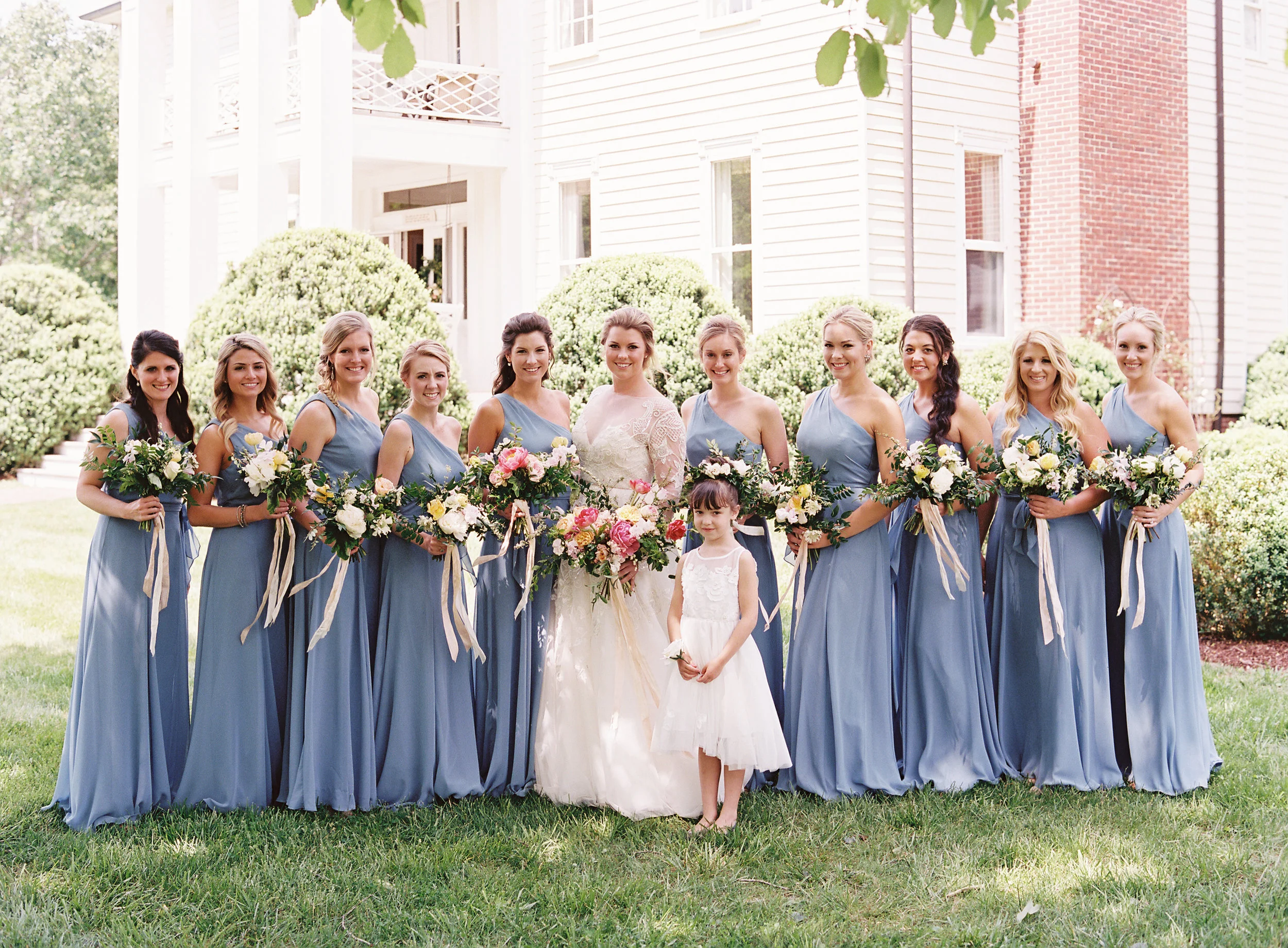 Bridal Party Portraits at the bride's childhood home // Franklin, TN Wedding Floral Designer