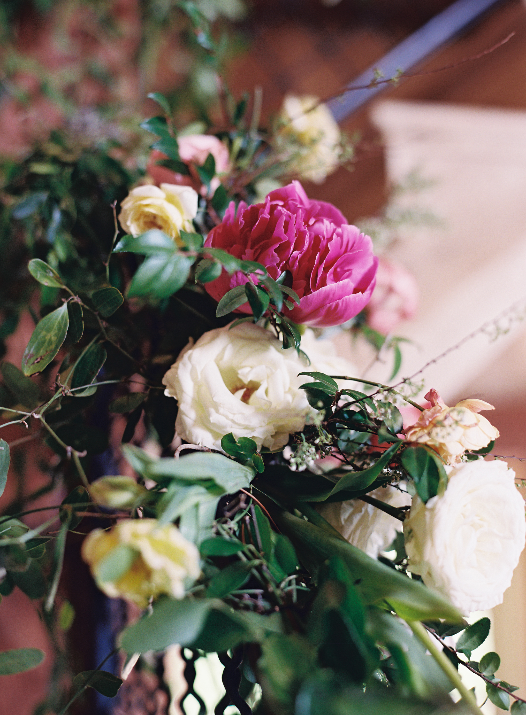Homegrown pink peonies, garden roses, and tulips // Nashville Wedding Florist