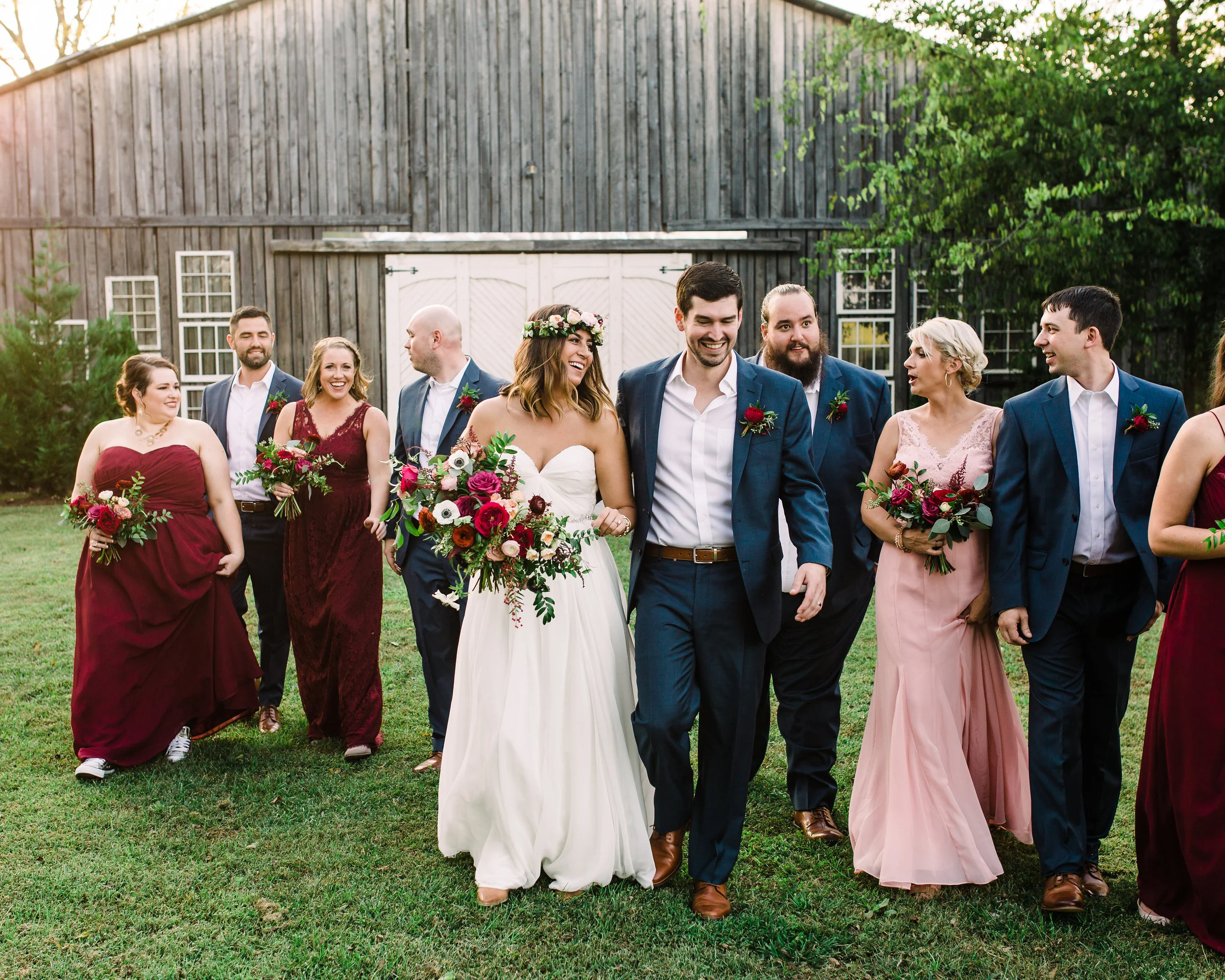 Burgundy/marsala bridal party style // Nashville Wedding Floral Design