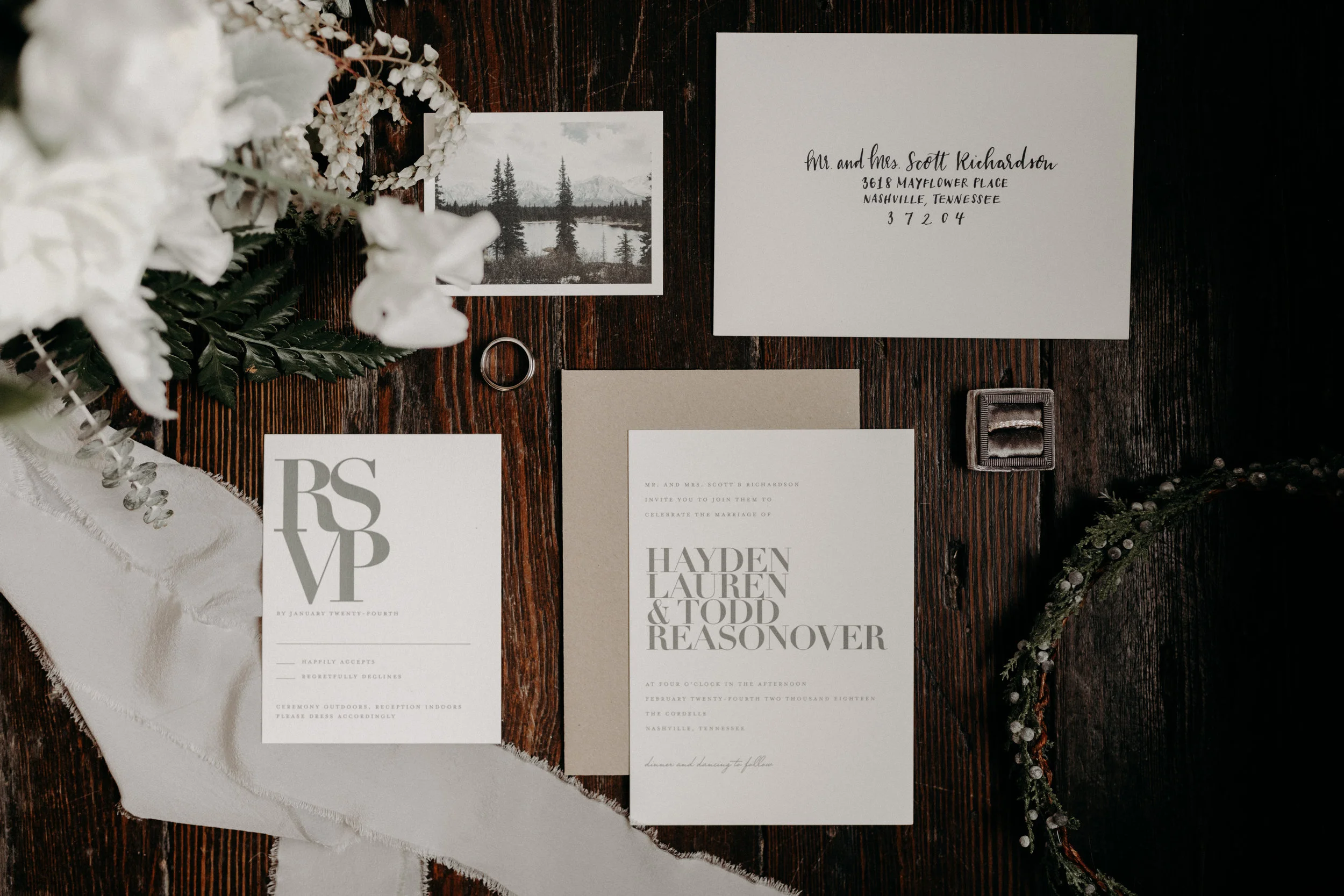 Alaska inspired invitation suite  // Nashville Wedding Florist