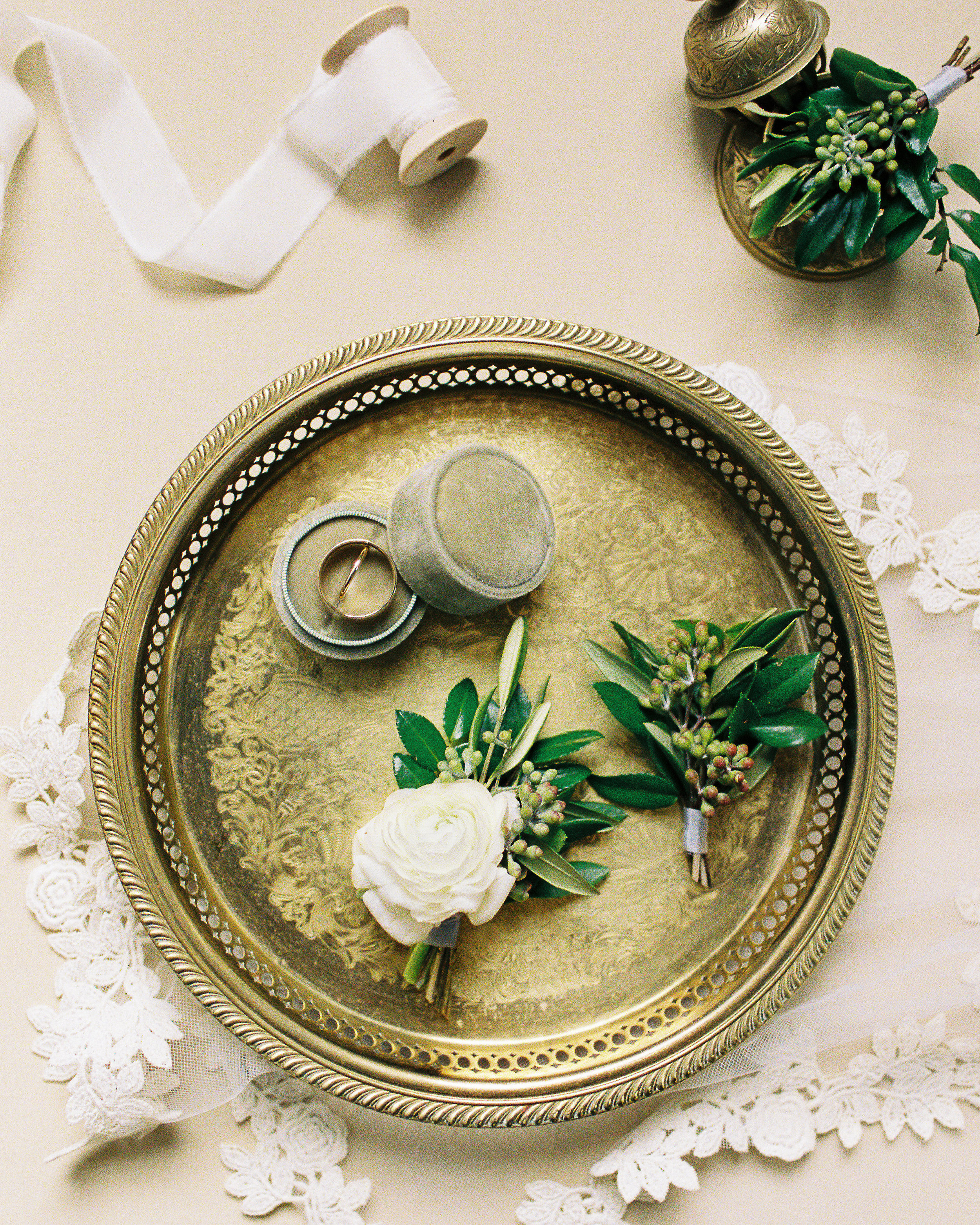 White ranunculus groom boutonniere // Nashville wedding florist