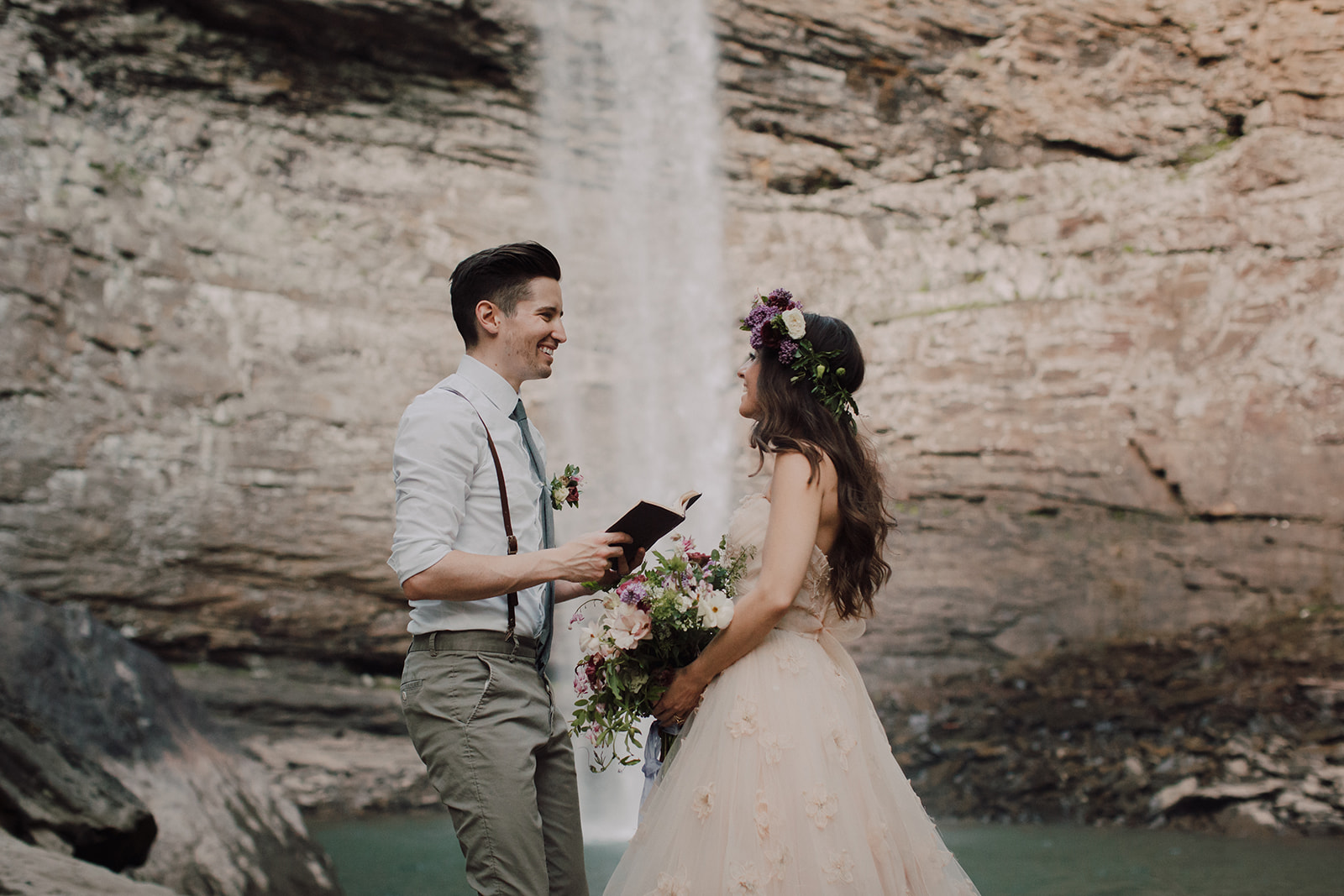 Vow Renewal beneath Ozone Falls, TN // Nashville Wedding Florist