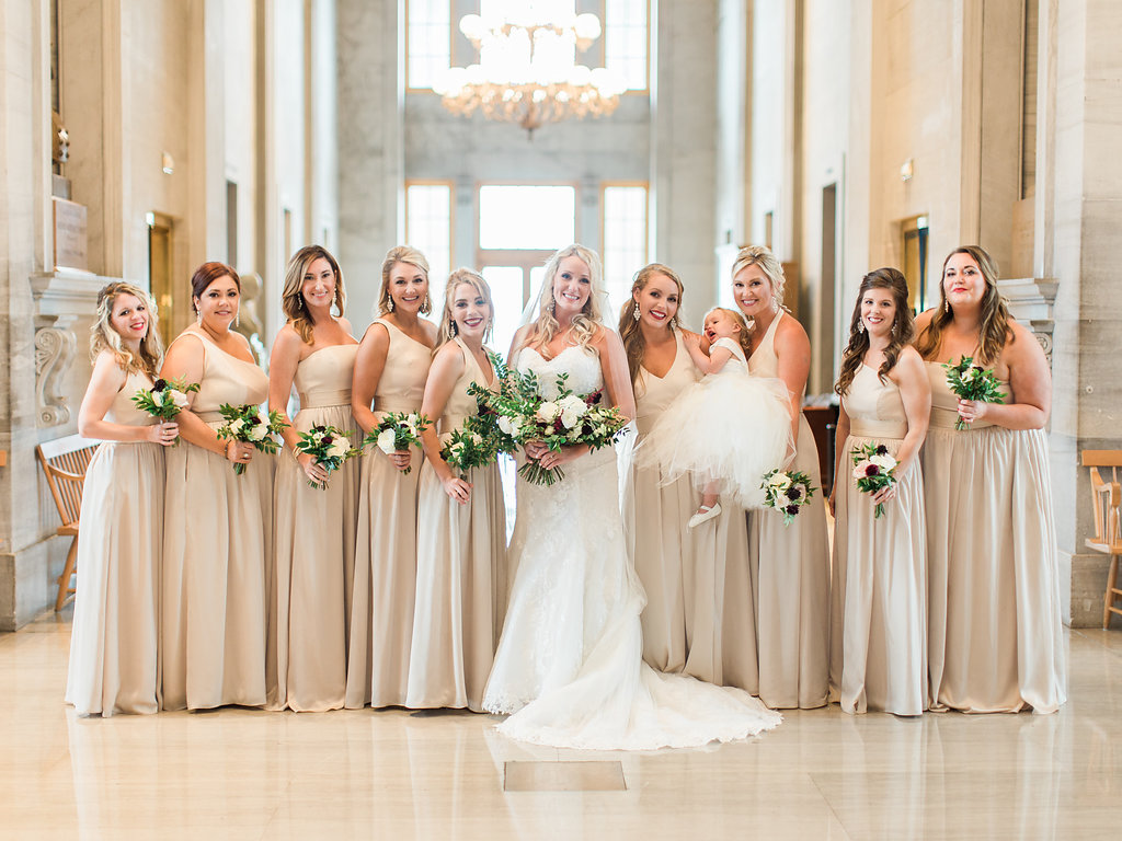 Bridal party portraits in the TN State Capitol // Nashville Wedding Flowers