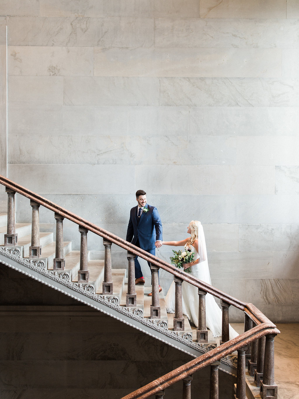 Bridal party portraits in the TN State Capitol // Nashville Wedding Floral Design