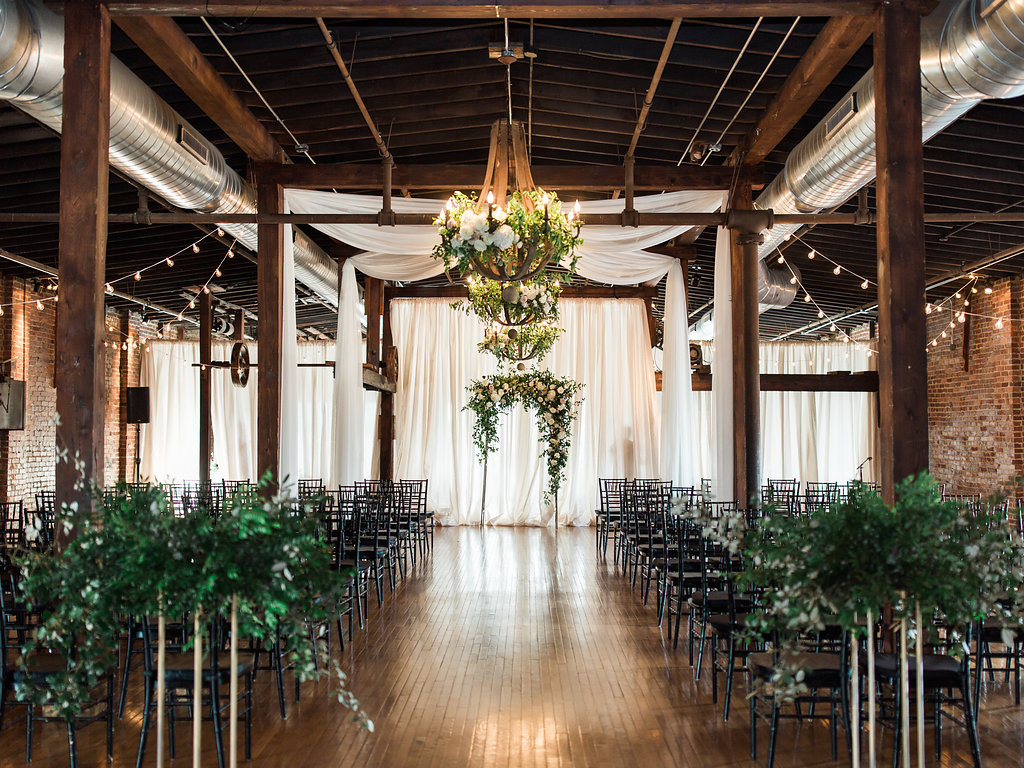 Lush, natural floral installations at Cannery One // Nashville Wedding Florist
