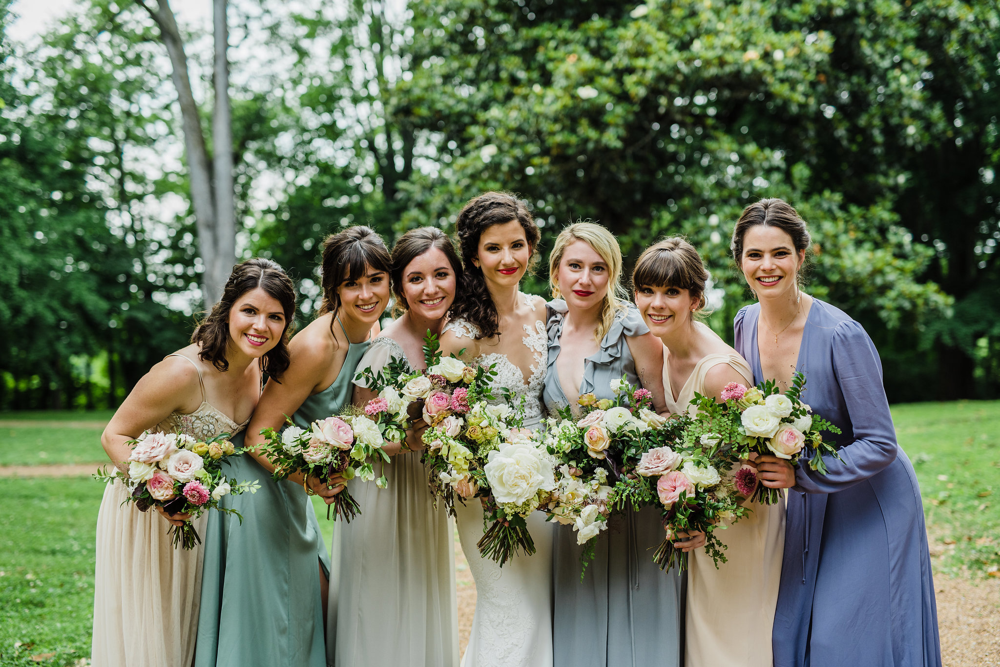 Garden party wedding with neutral, muted flowers with airy, whimsical greenery and texture // Southeastern Wedding Florist