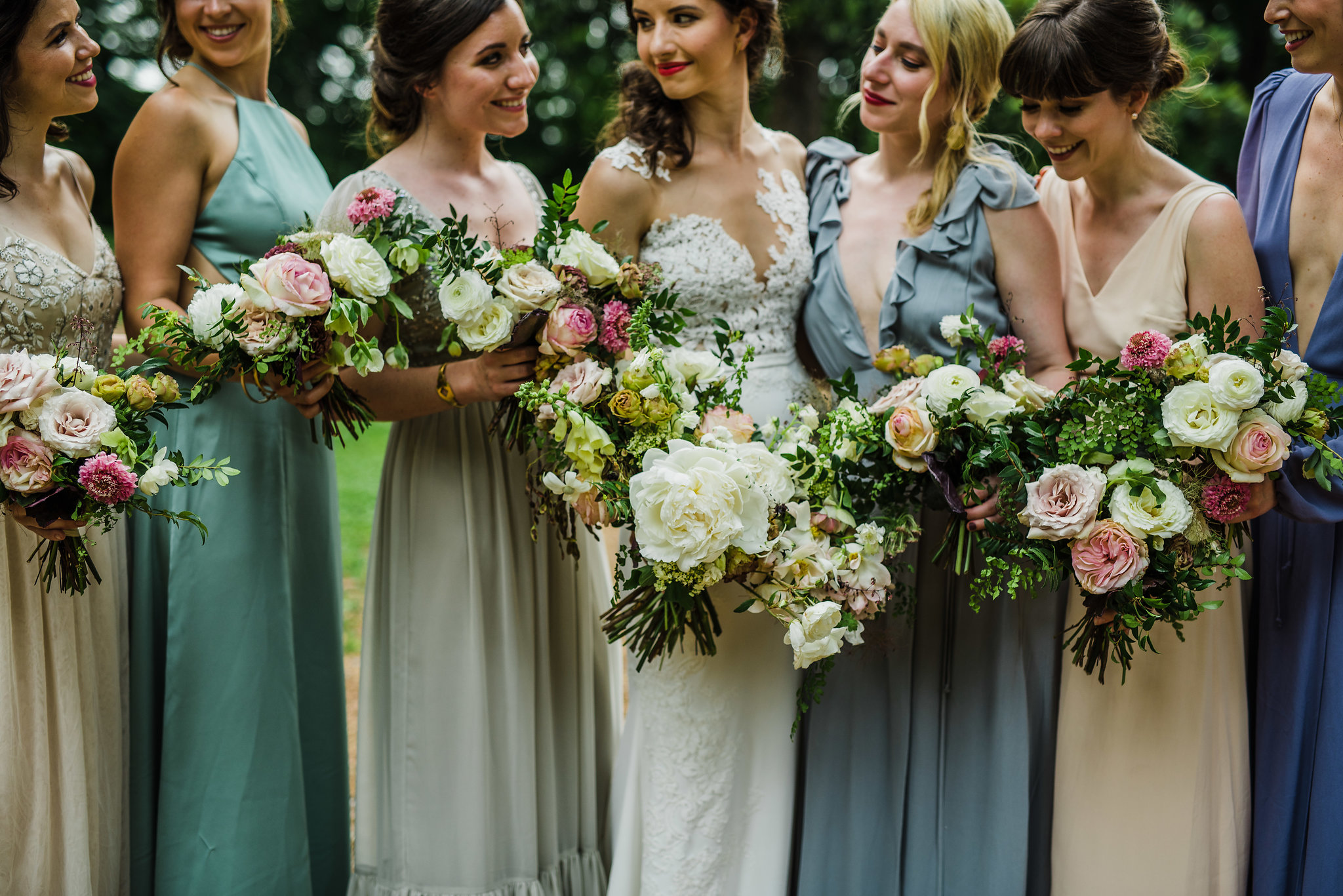 Lush, airy wedding flowers with peonies, garden roses, and greenery // Nashville Wedding Florist at Travellers Rest