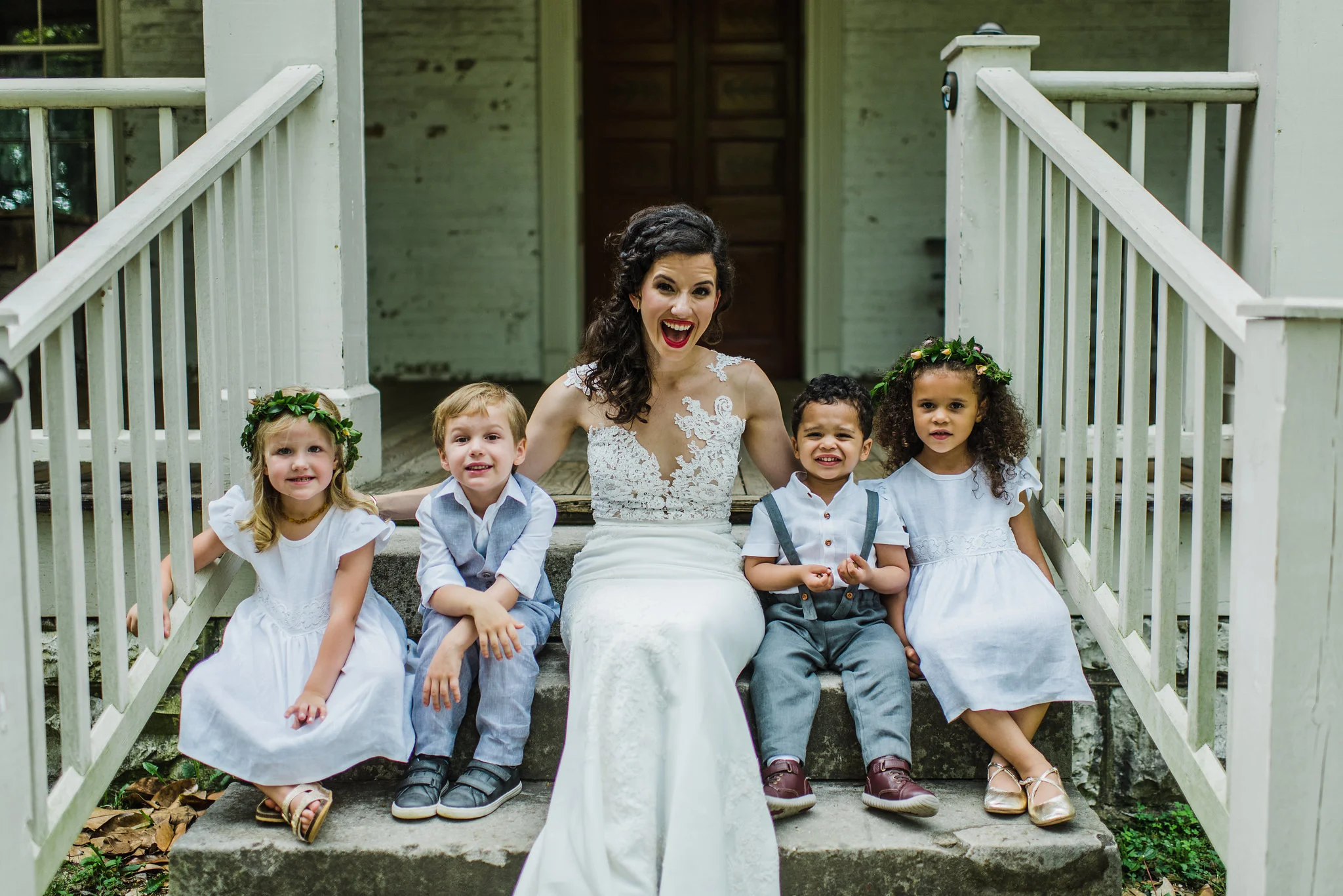 Dainty flower girls crowns of greenery // Nashville Wedding Florist