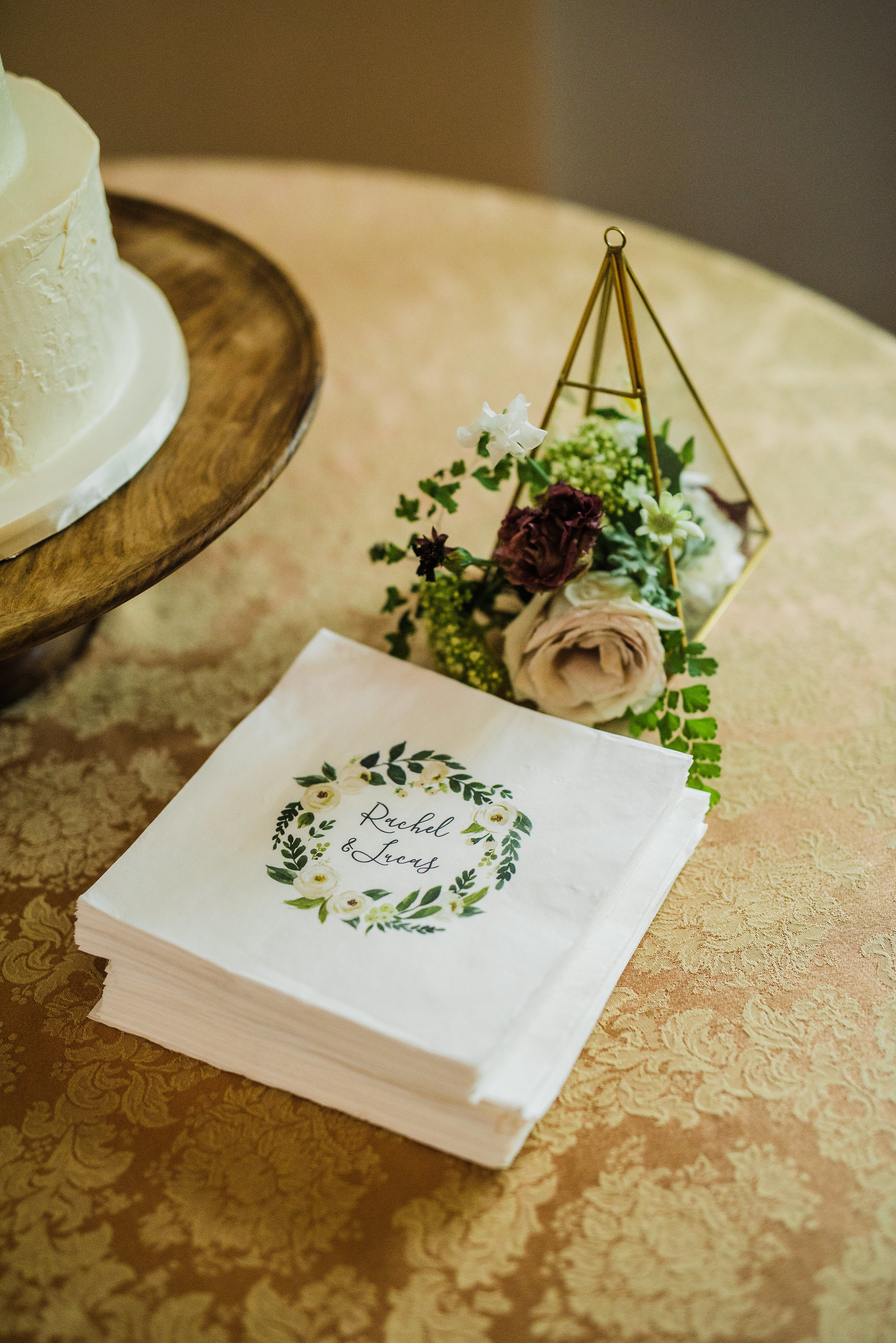 Gold geometric terrariums with flowers trailing out // Nashville Wedding Florist