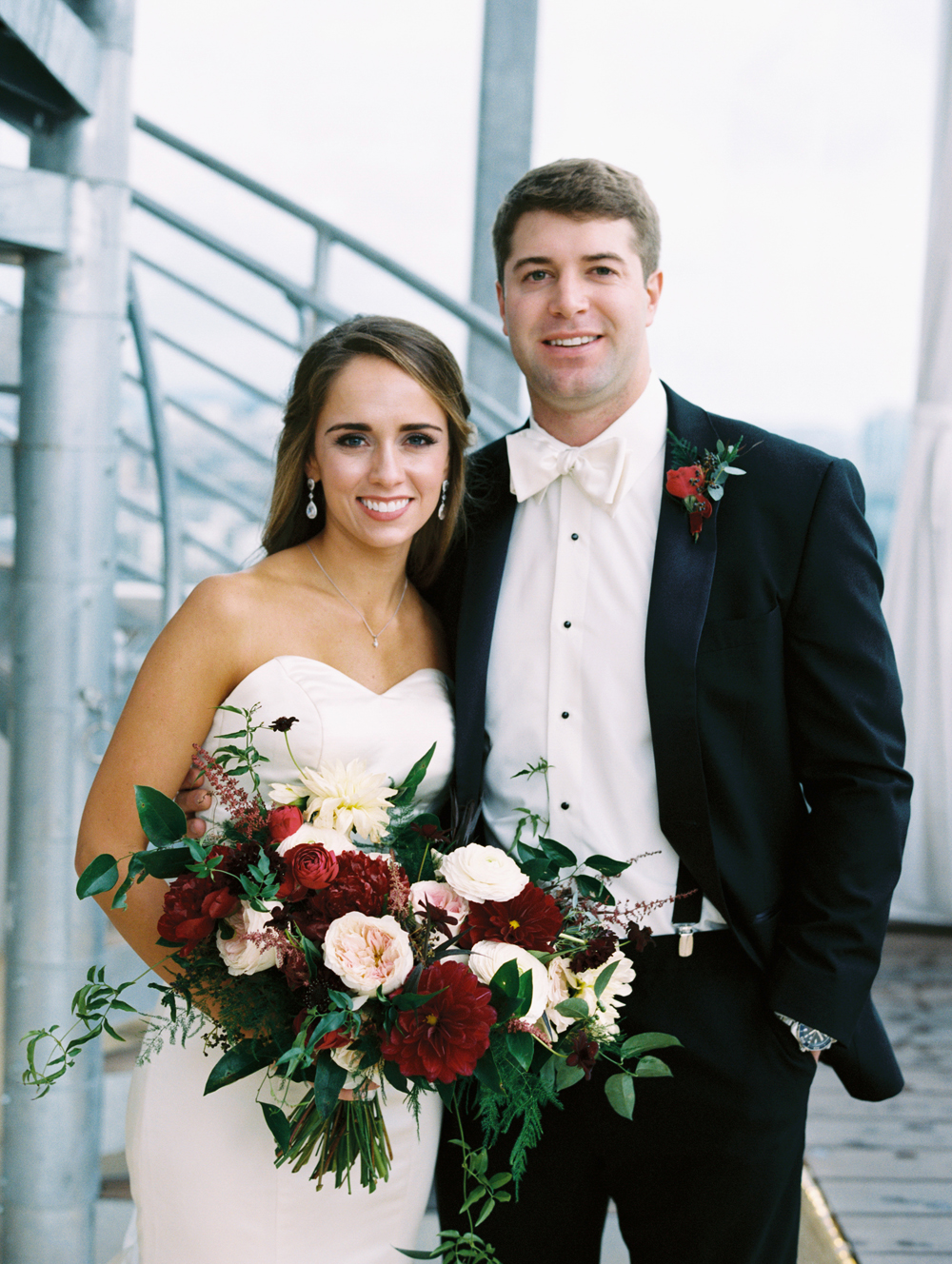 Rooftop bride and groom portraits // Nashville Wedding Floral Design