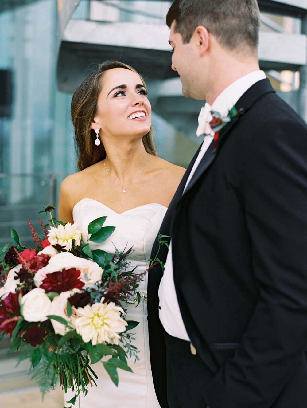 Elegant burgundy and white floral design // Nashville Wedding Flowers
