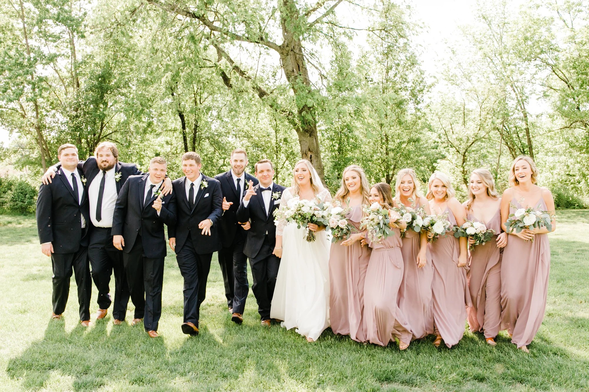 Blush and cream bridesmaid bouquet with olive branches and silver dollar eucalyptus // Nashville Wedding Florist