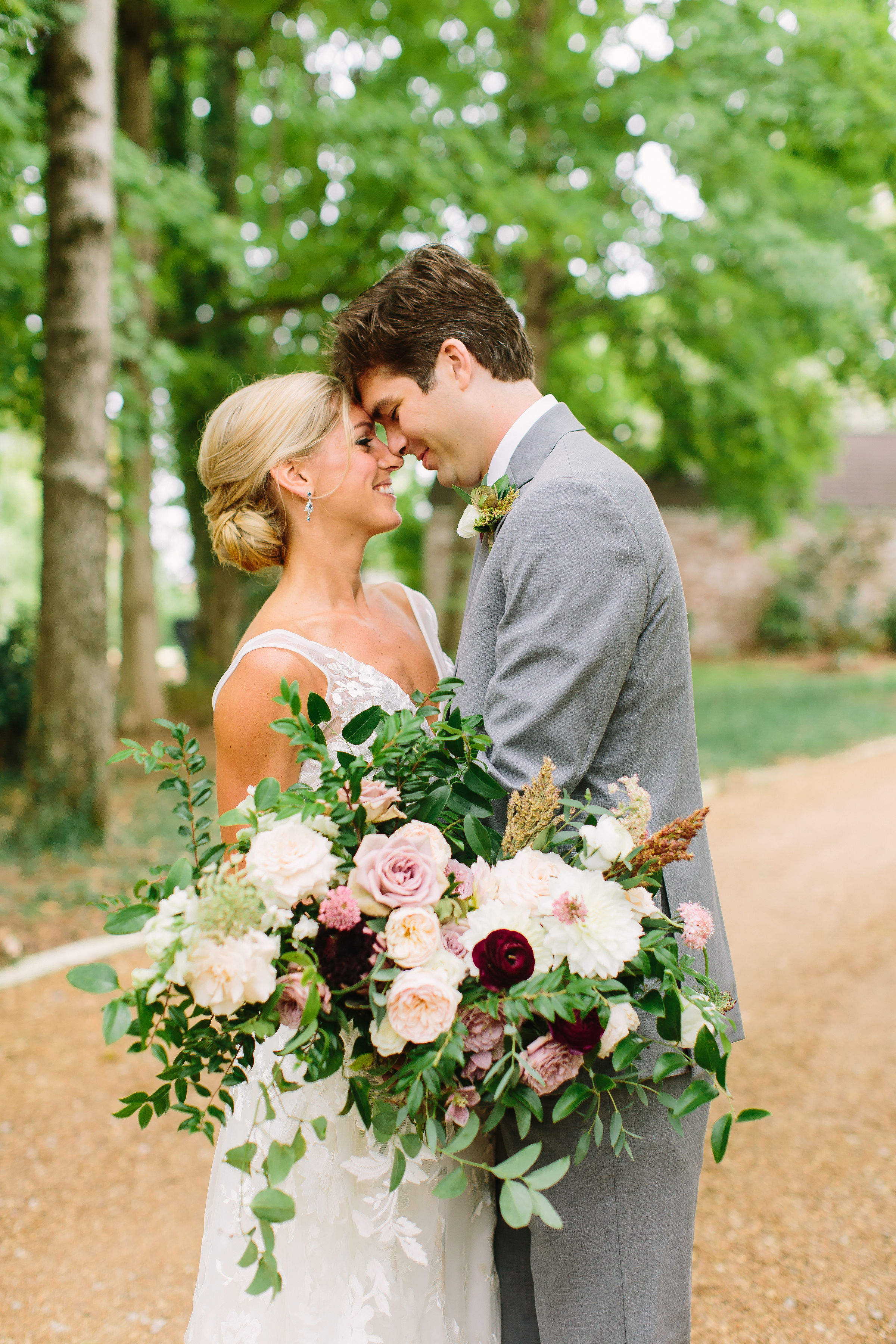 Lush, garden-inspired bridal bouquet at a Belle Meade backyard wedding // Nashville Floral Design