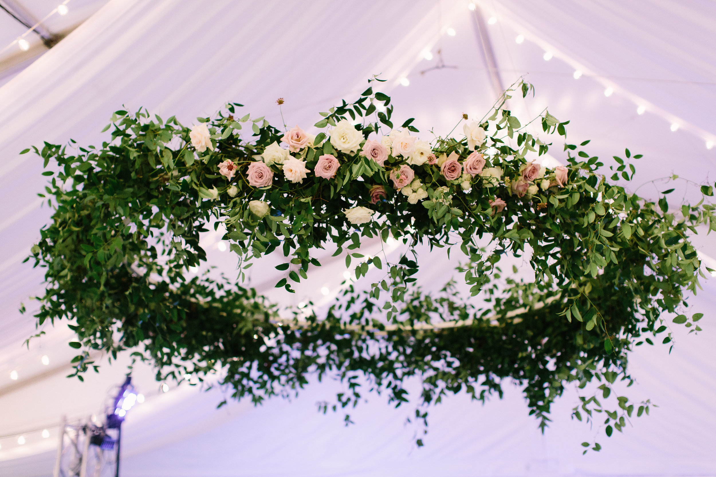 Oversized floral wreath over the dance floor // Nashville Wedding Florist