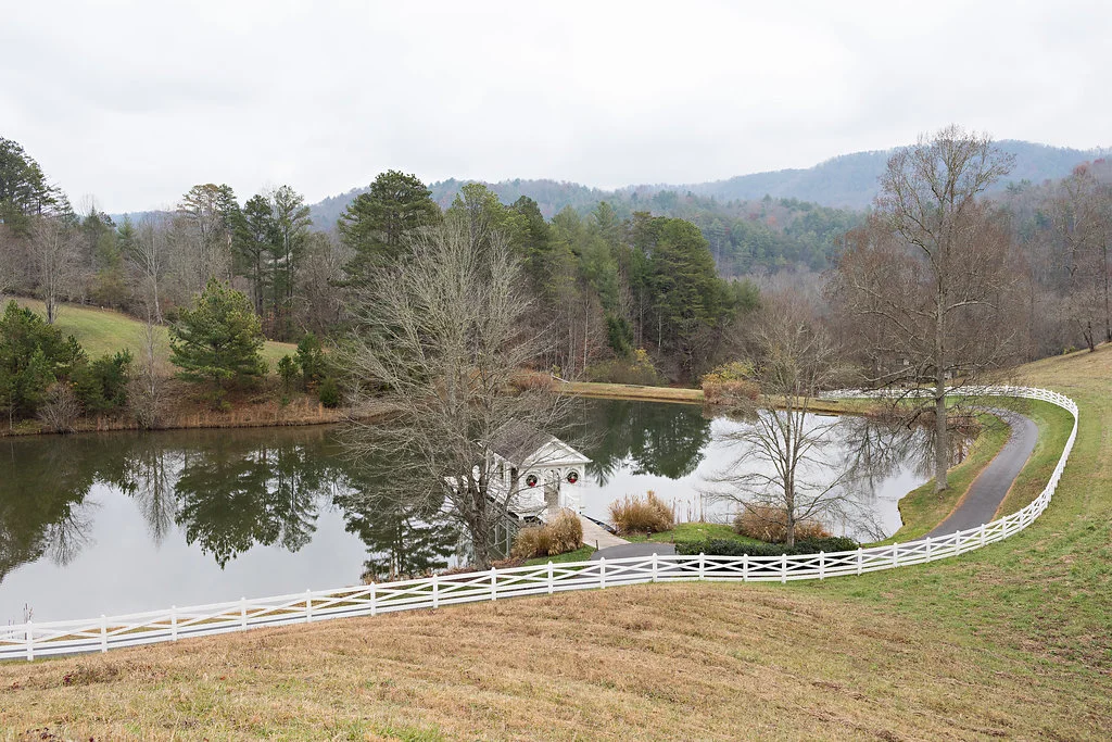 Winter Wedding at Blackberry Farm with all white and greenery florals // Southern Floral Design