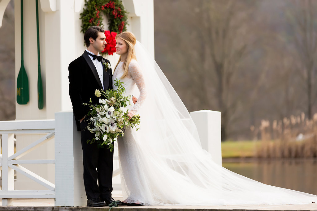 Winter Wedding at Blackberry Farm with all white and greenery florals // Southern Floral Design