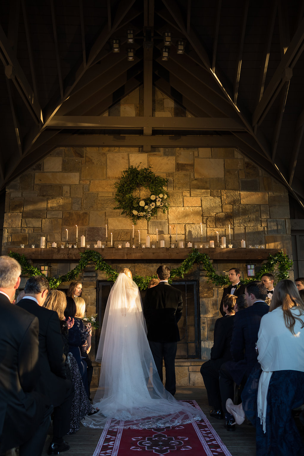 December Wedding at Blackberry Farm with all white and greenery florals // Wedding Ceremony at Yallerhammer Pavillion // Tennessee Florist // Rosemary & Finch Floral Design