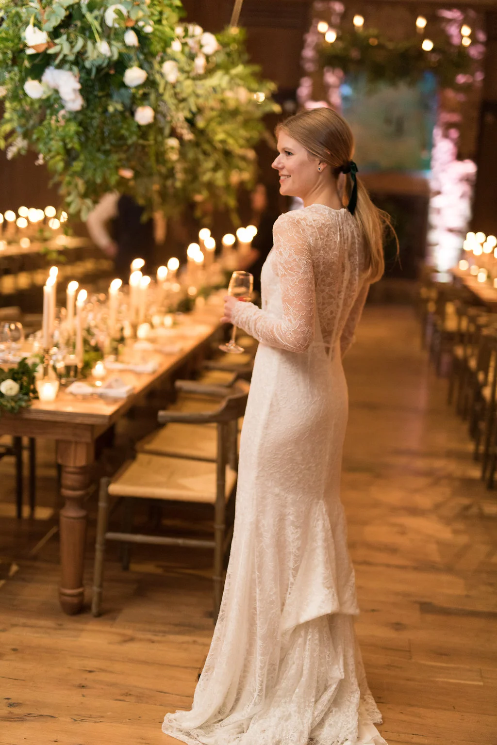 Large hanging floral installation over the head table // Blackberry Farm Wedding Flowers done by Nashville Floral Designer, Rosemary & Finch