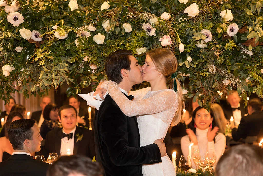 Large hanging floral installation over the head table // Blackberry Farm Wedding Flowers done by Nashville Floral Designer, Rosemary & Finch