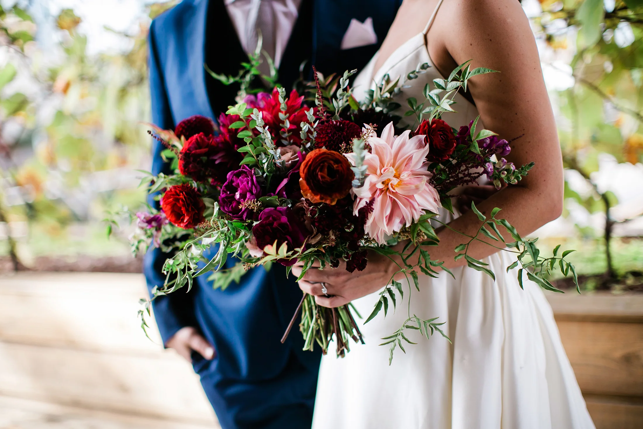 Natural, asymmetrical bridal bouquet at City Winery // Nashville Wedding Floral Design
