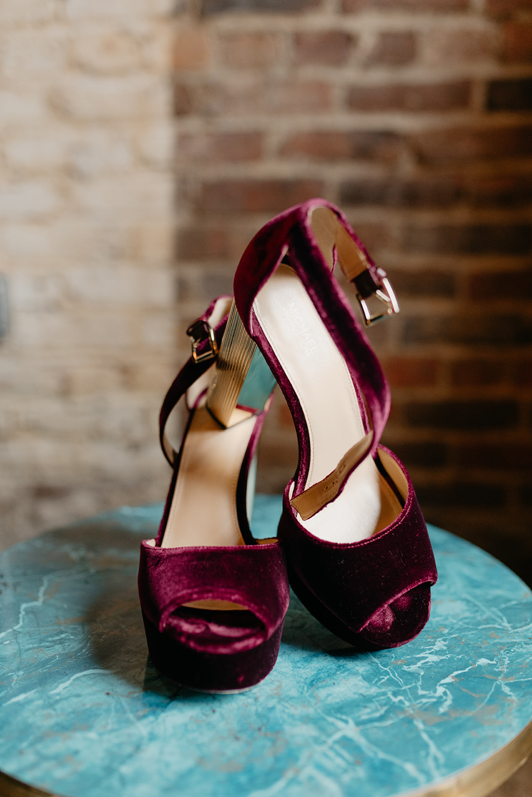 Plum velvet bride's shoes!