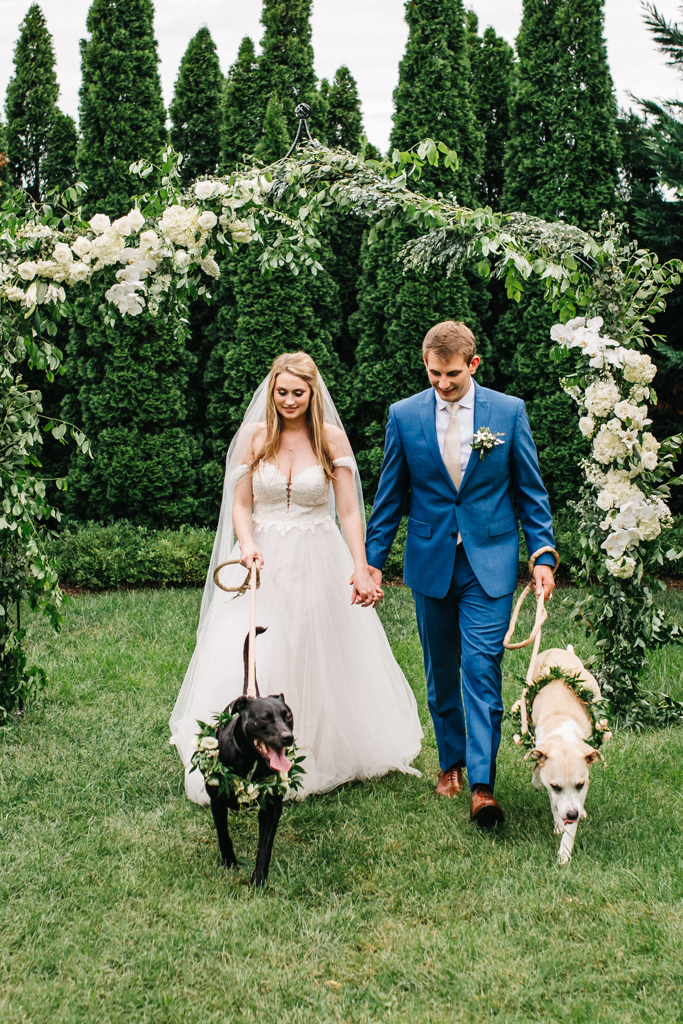 How to include your dogs in your wedding: flower collars! Nashville Wedding at the Cordelle.