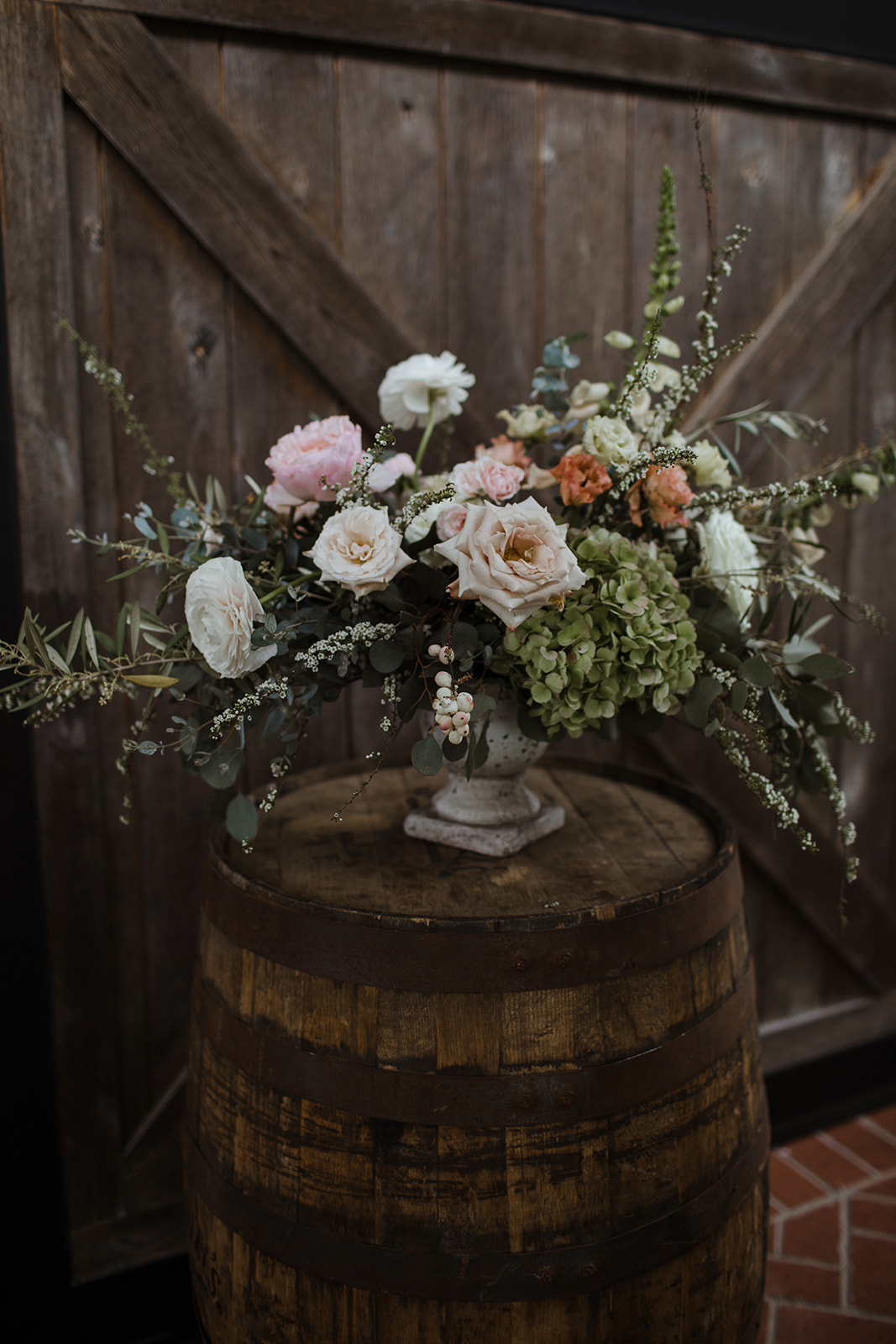 Rustic, countryside wedding outside Nashville with garden-inspired floral design.