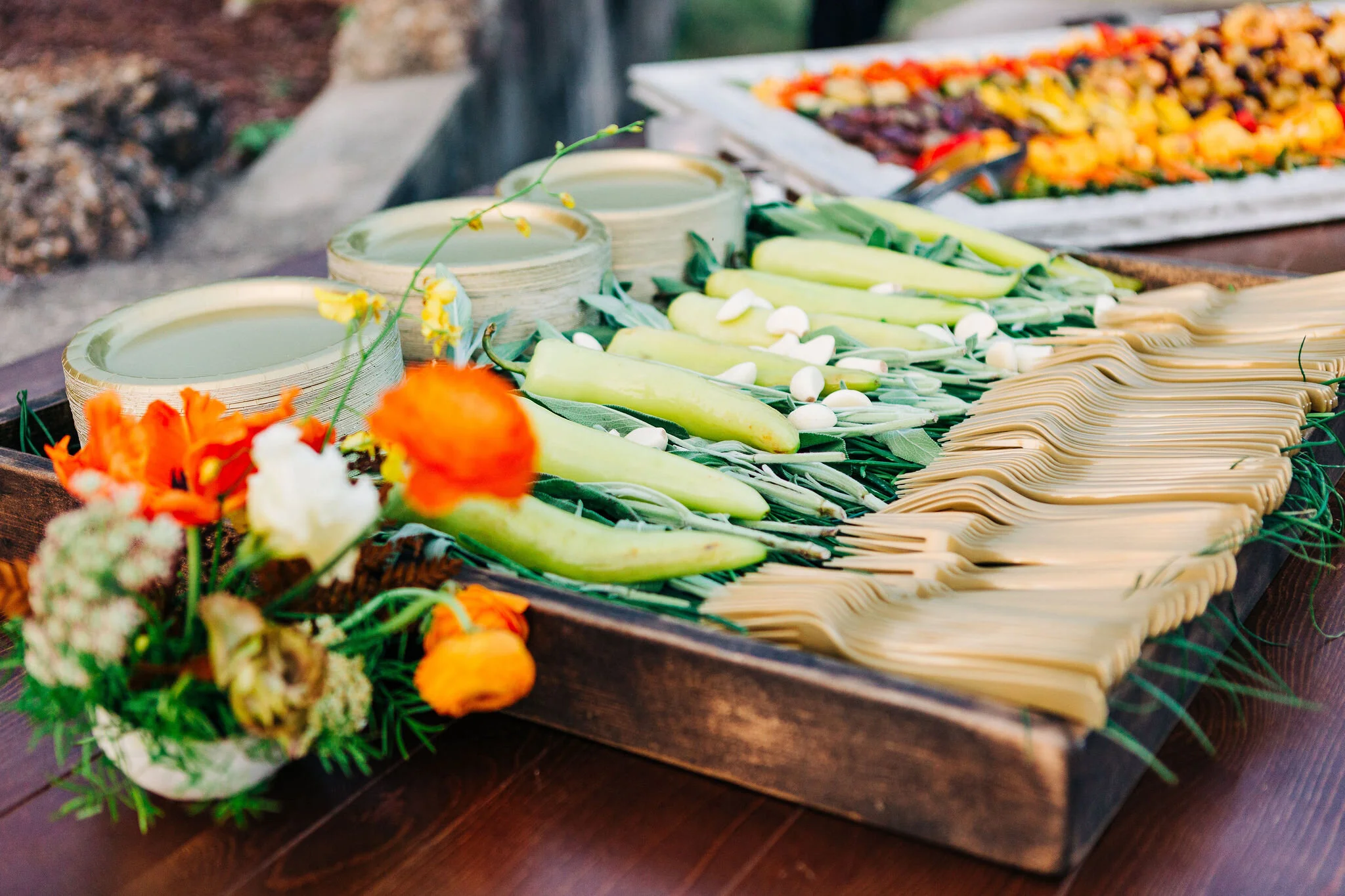 Rust orange, terra cotta, and golden yellow floral centerpieces for the CMT Songbird Supper Club 2019. Nashville event florist.