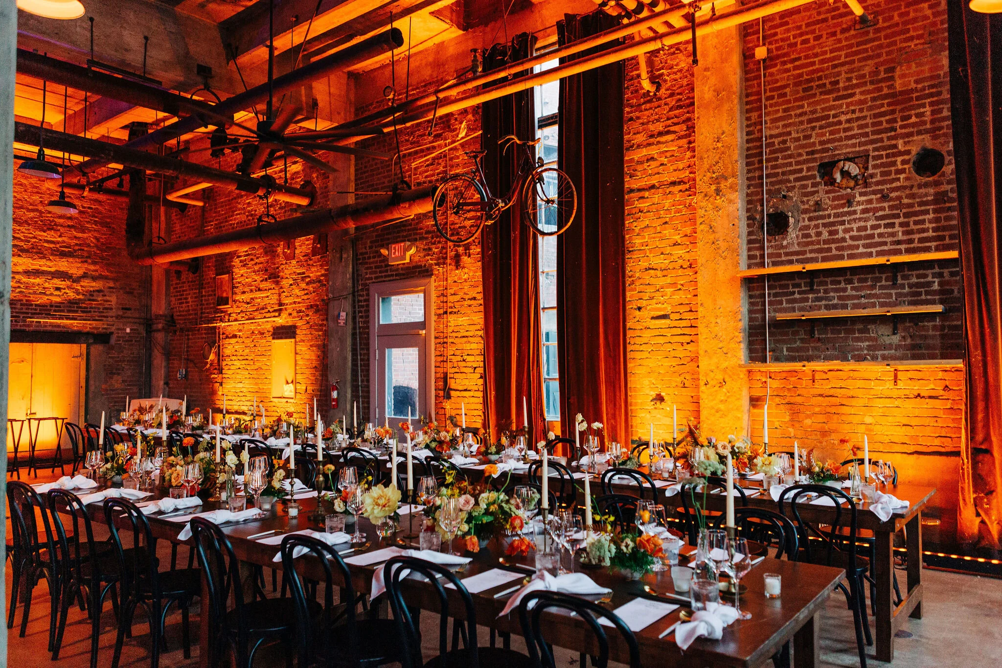 Rust orange, terra cotta, and golden yellow floral centerpieces for the CMT Songbird Supper Club 2019. Nashville event florist.
