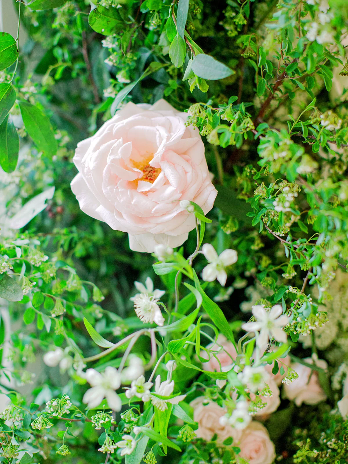 Organic greenery installation for downtown Nashville wedding at the Noelle. Wedding Floral Designer, Rosemary and Finch.