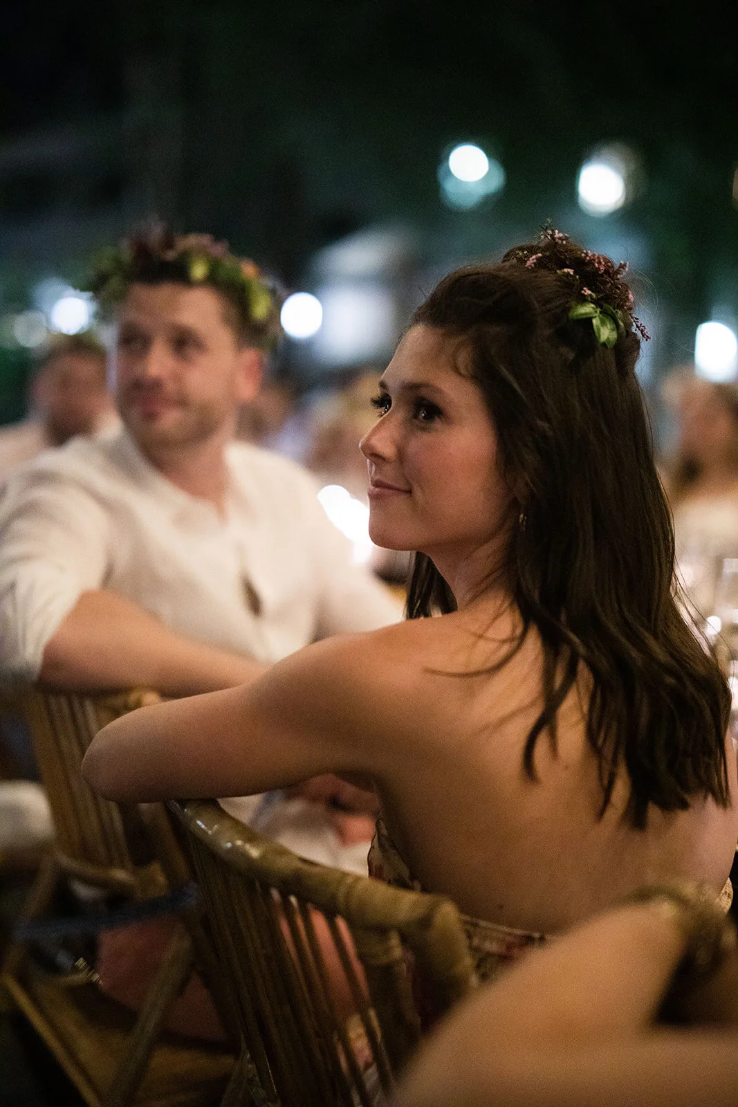 Welcome dinner on the front drive with wildflower centerpieces using ranunculus, chinos, hops, blackberries, persimmons, hops, garden roses, and natural, asymmetrical greenery. RT Lodge and Nashville wedding florist.