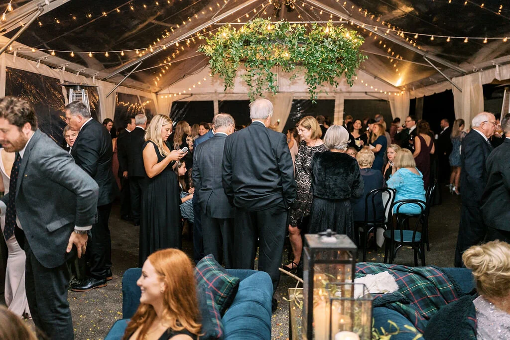Natural greenery chandelier for Trinity View Farm wedding. Nashville event floral design by Mary Love Richardson of Rosemary & Finch.