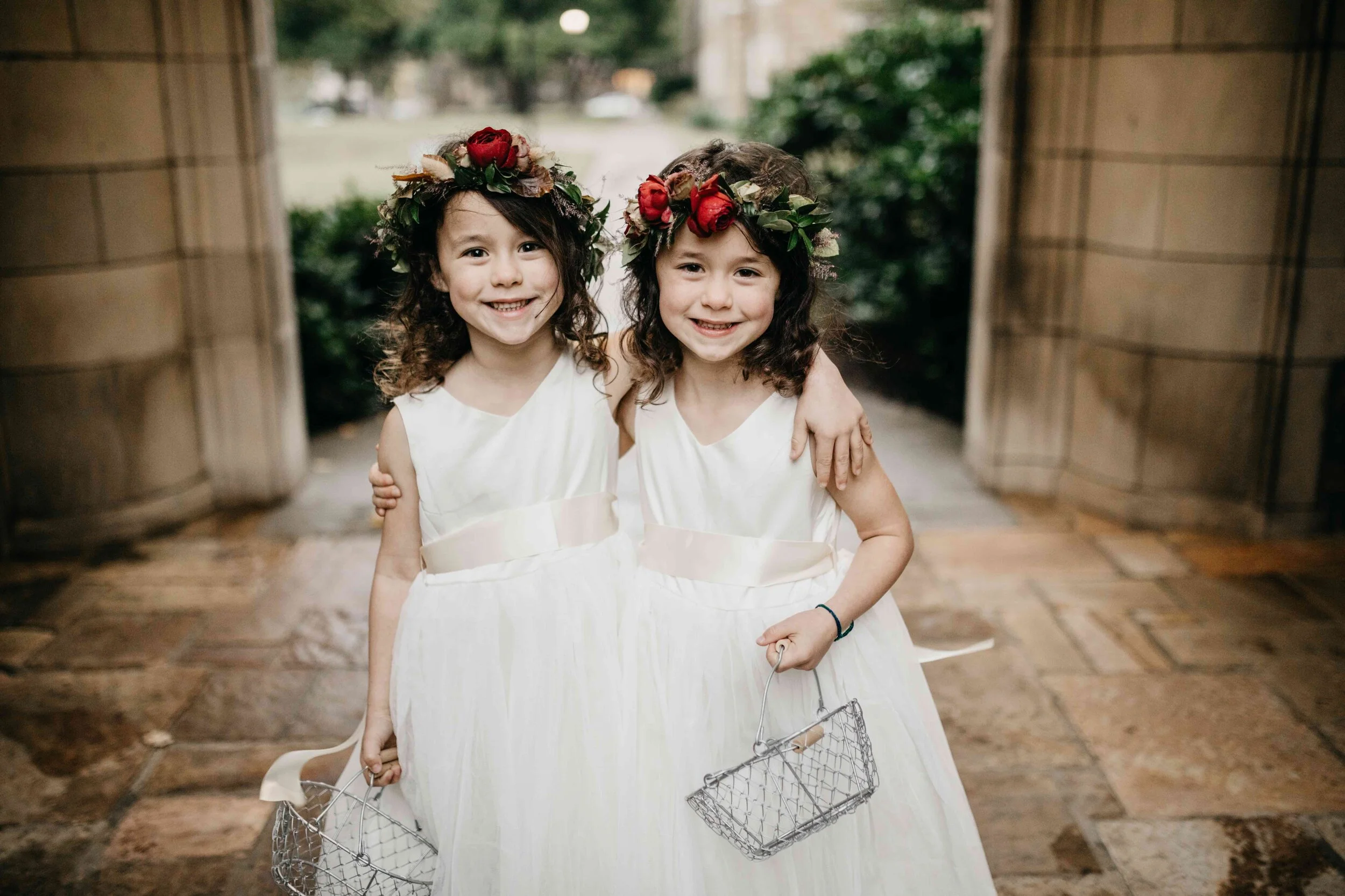 Dainty flower crowns for the flower girls. Southeastern US wedding floral designer in Nashville.