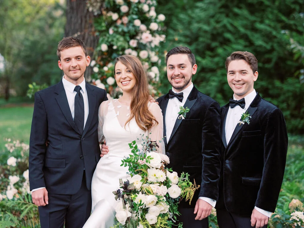 Simple greenery boutonniere for a black tie wedding in a Belle Meade backyard. Nashville wedding floral designer, Rosemary & Finch.