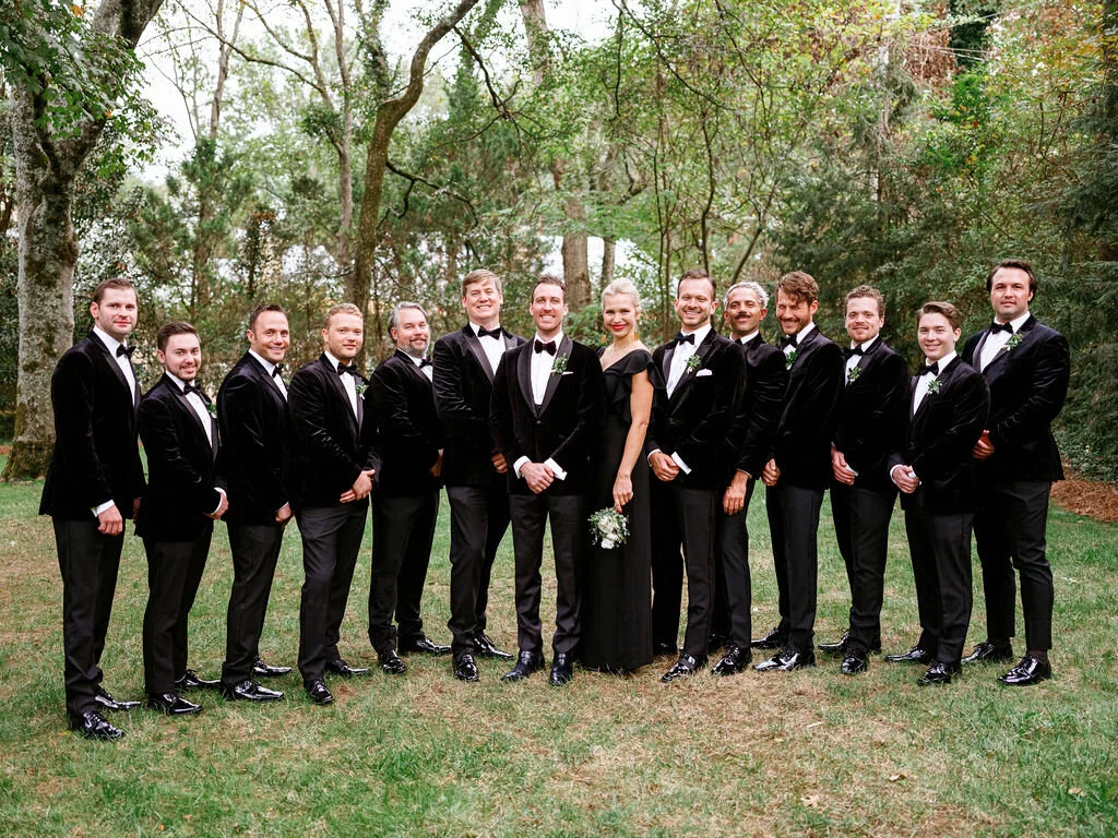 Simple greenery boutonniere for a black tie wedding in a Belle Meade backyard. Nashville wedding floral designer, Rosemary & Finch.