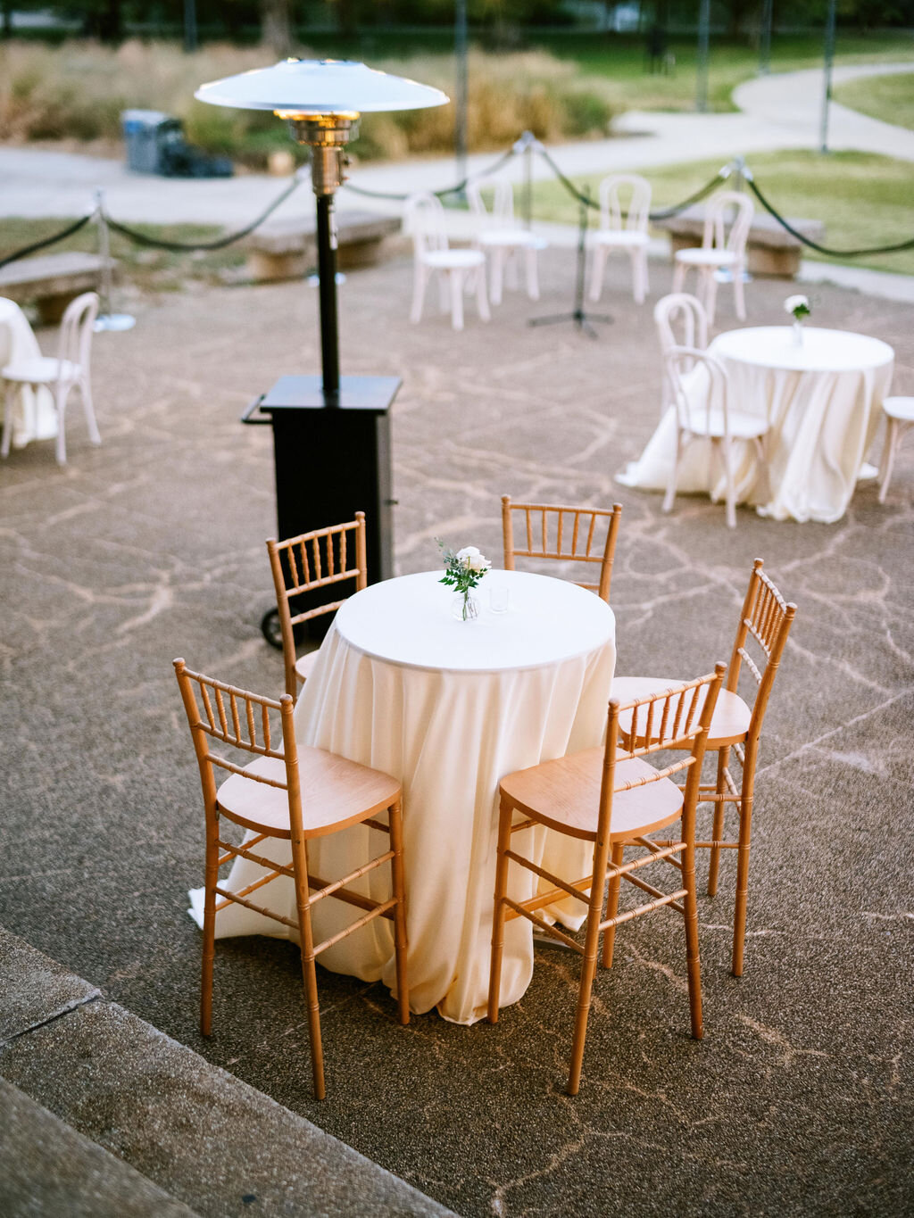 Cocktail hour in front of the Parthenon. Nashville wedding florist.