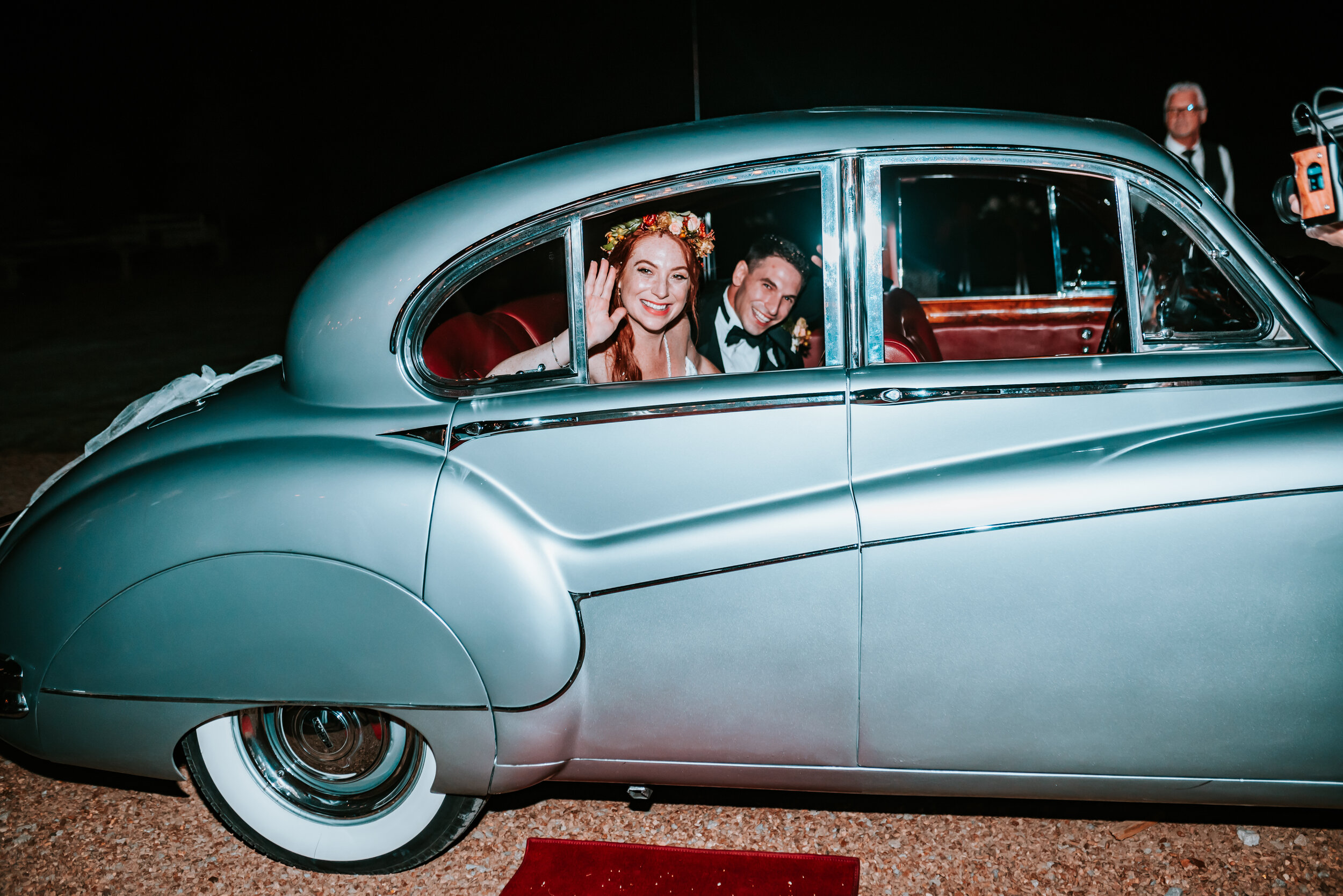 Vintage getaway car. Nashville Wedding Florist.