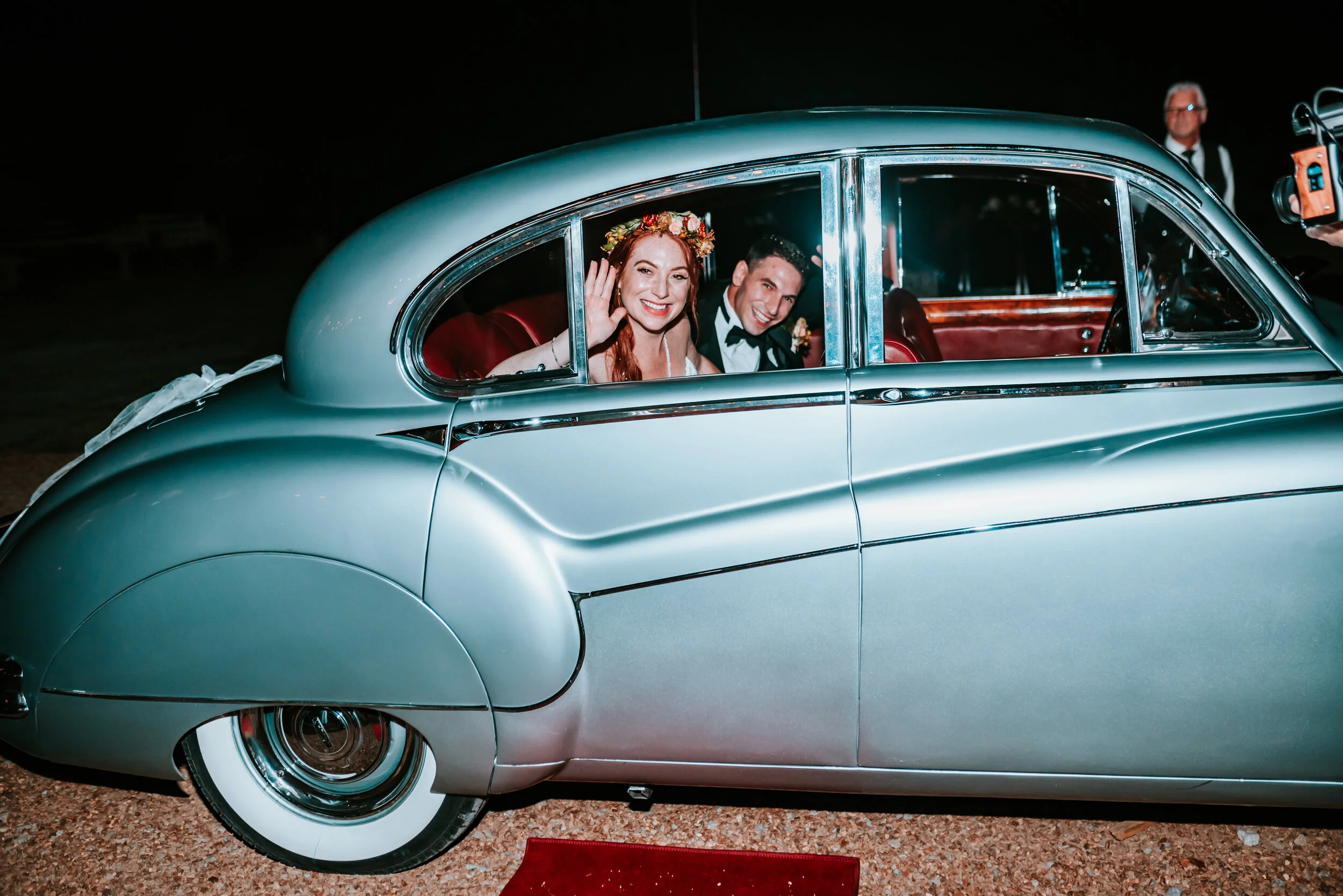 Vintage getaway car. Nashville Wedding Florist.