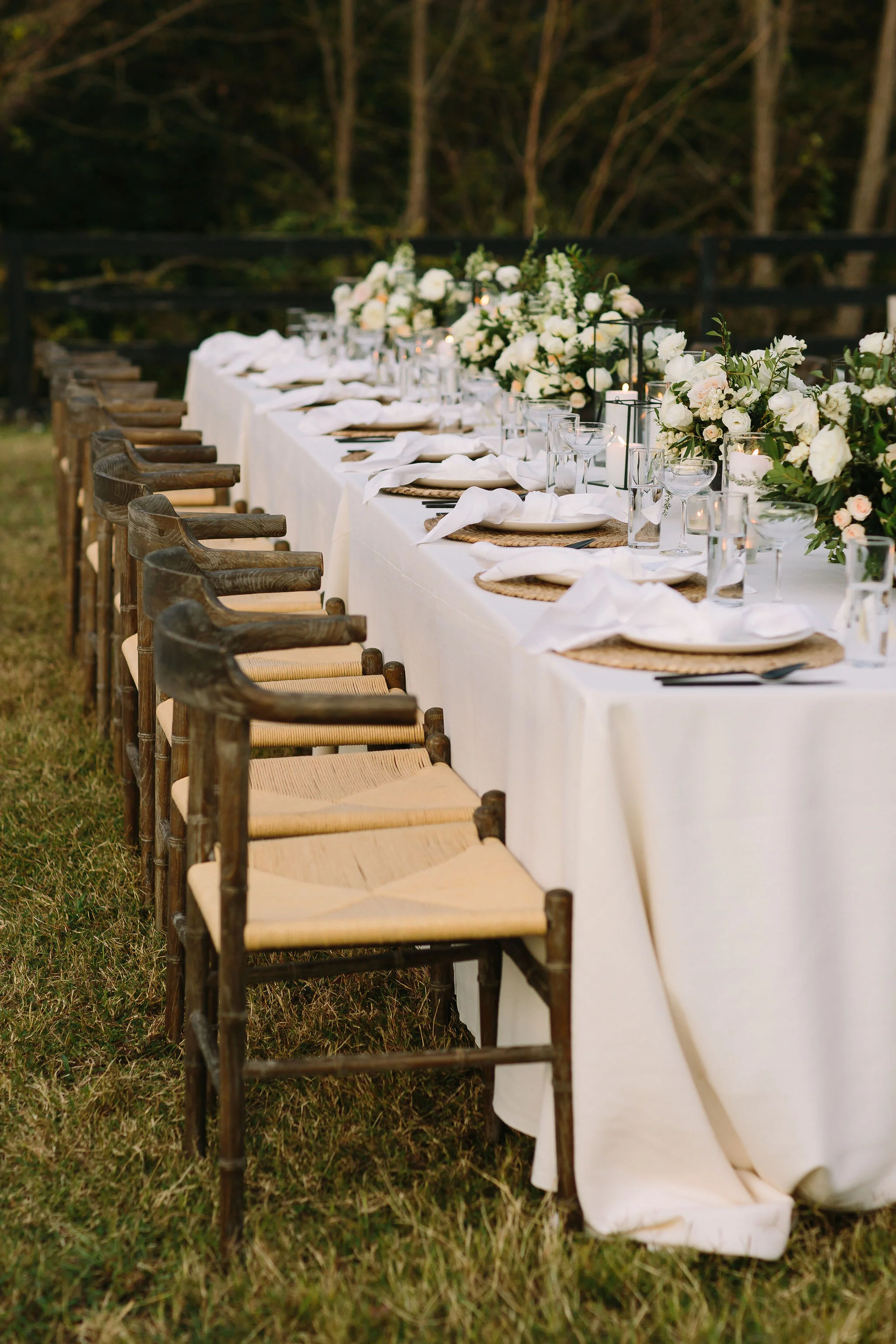 Tennessee countryside October wedding at Bloomsbury Farm with all white and greenery floral design. Nashville wedding florist.