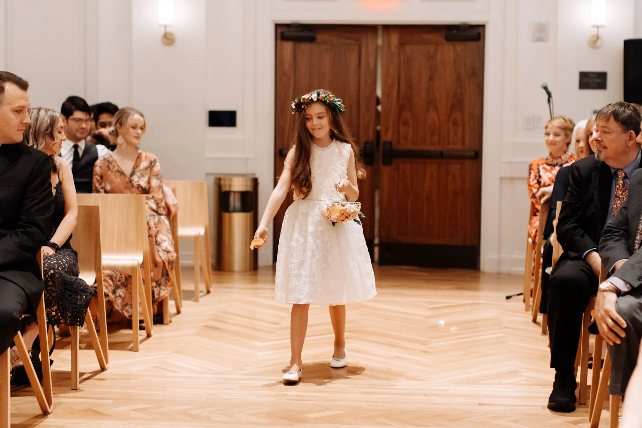 Fall wedding in the ballroom of the Noelle Boutique Hotel in downtown Nashville with lush, garden inspired floral design.