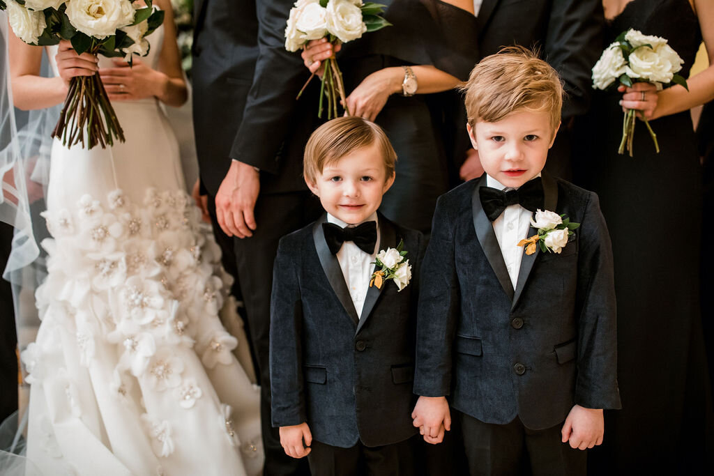 All white and greenery winter wedding flowers. Nashville wedding florist, Rosemary & Finch, at Union Station Hotel.